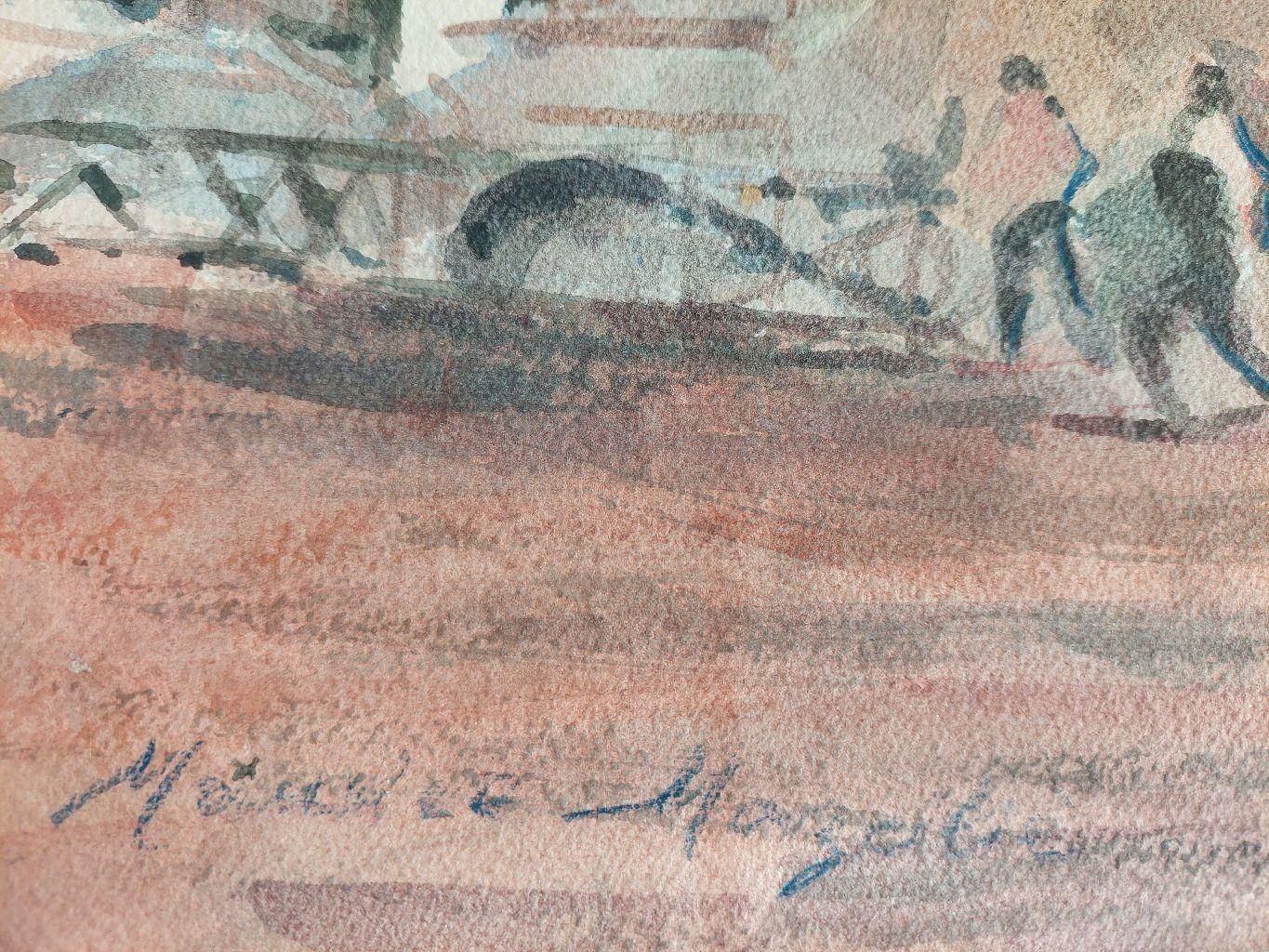 Unknownfrench, Modernist Cubist Painting Figures In Parisian Cityscape20th Century photo Art