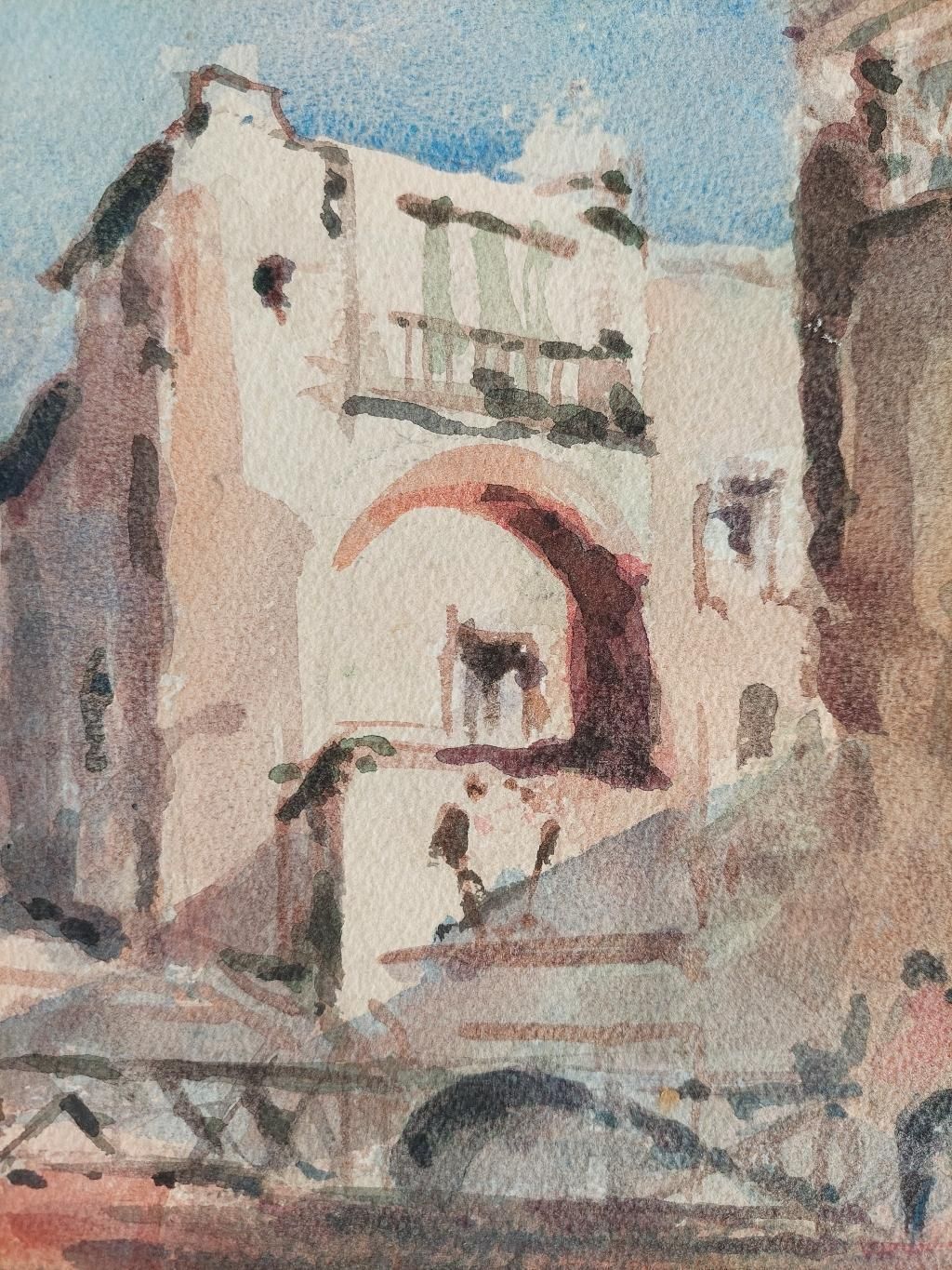 Unknownfrench, Modernist Cubist Painting Figures In Parisian Cityscape20th Century photo 300.0