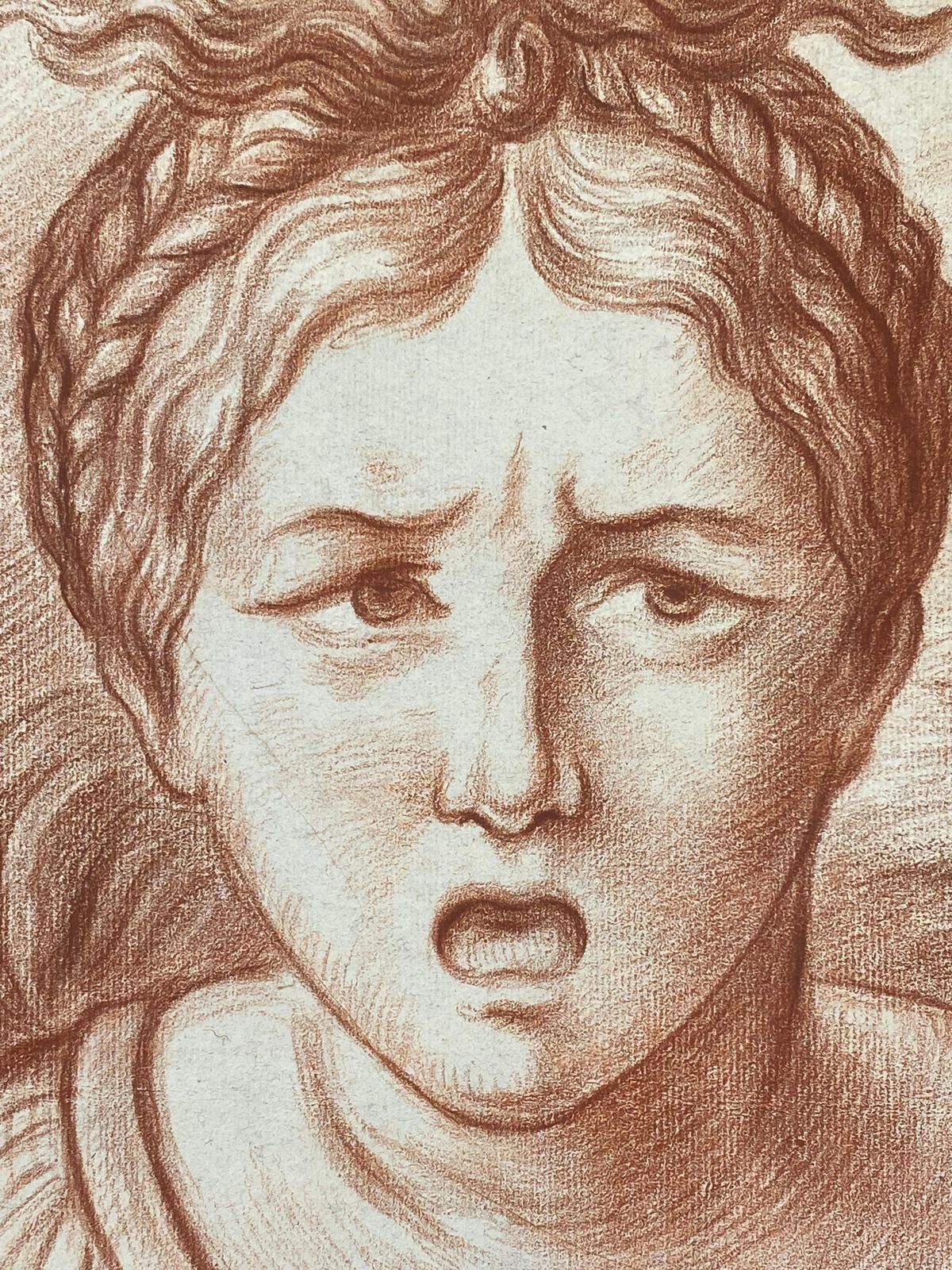 Unknownantique French Old Master Sanguine Chalk Drawing Mother & Child Portrait19th Century photo 250.0