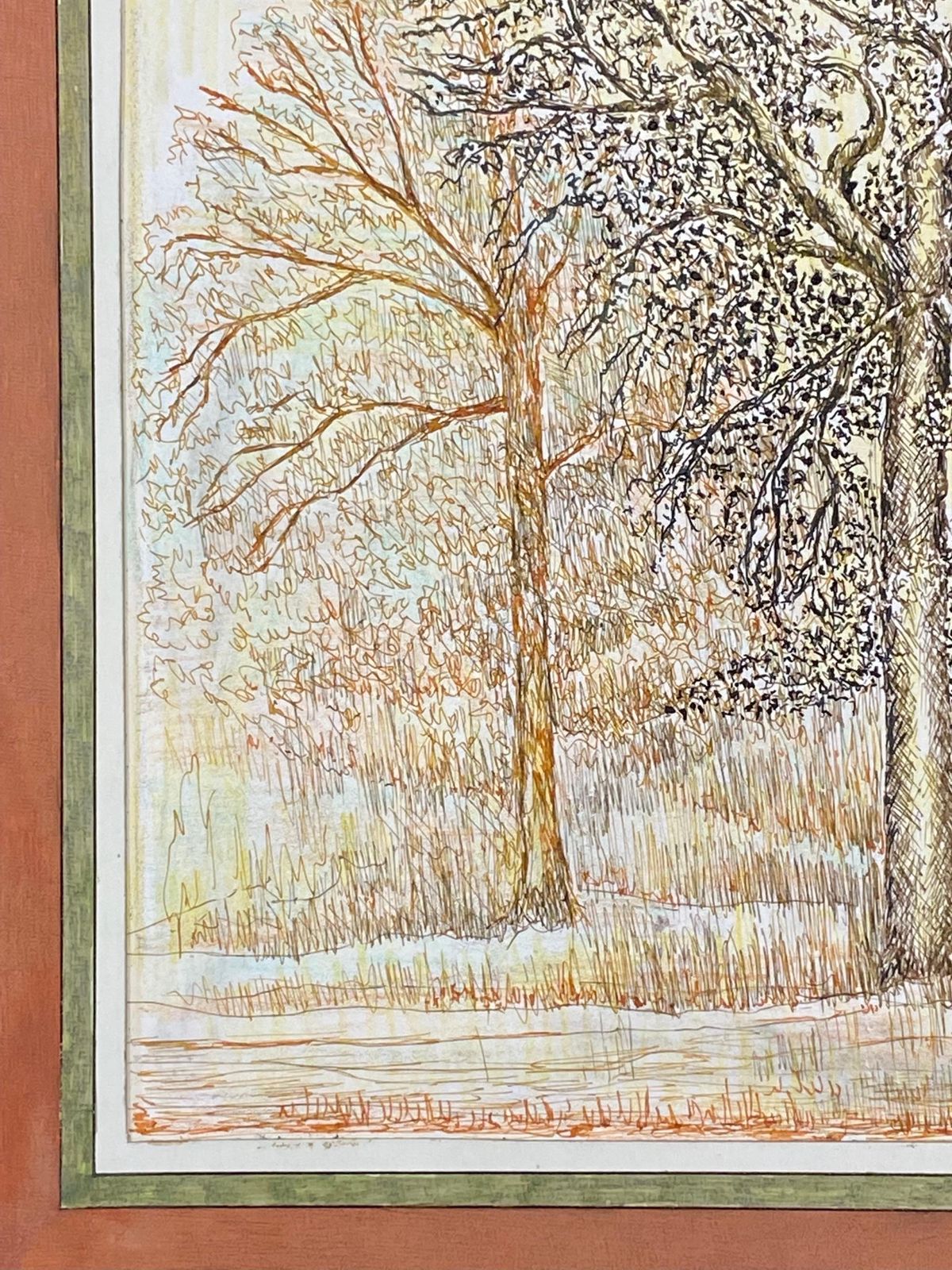 Unknown1950's Modernist Signed Painting, The Two Trees In Field1950s photo 505.0