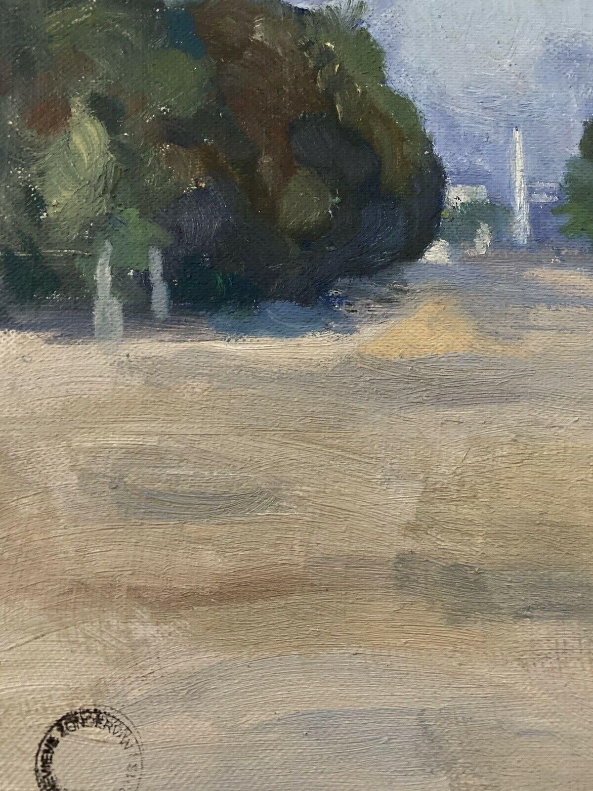 Unknowngenevieve Zondervan, French Oil Painting, Paris Park Scene Statuescirca 1950s photo Art