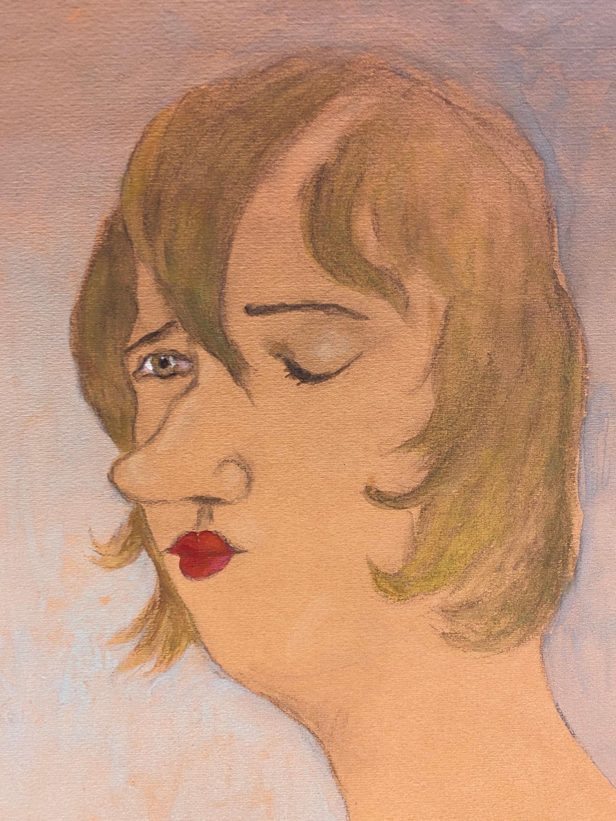 Unknown1960's French Portrait Lady With Closed Eye Caricaturecirca 1960s photo buy