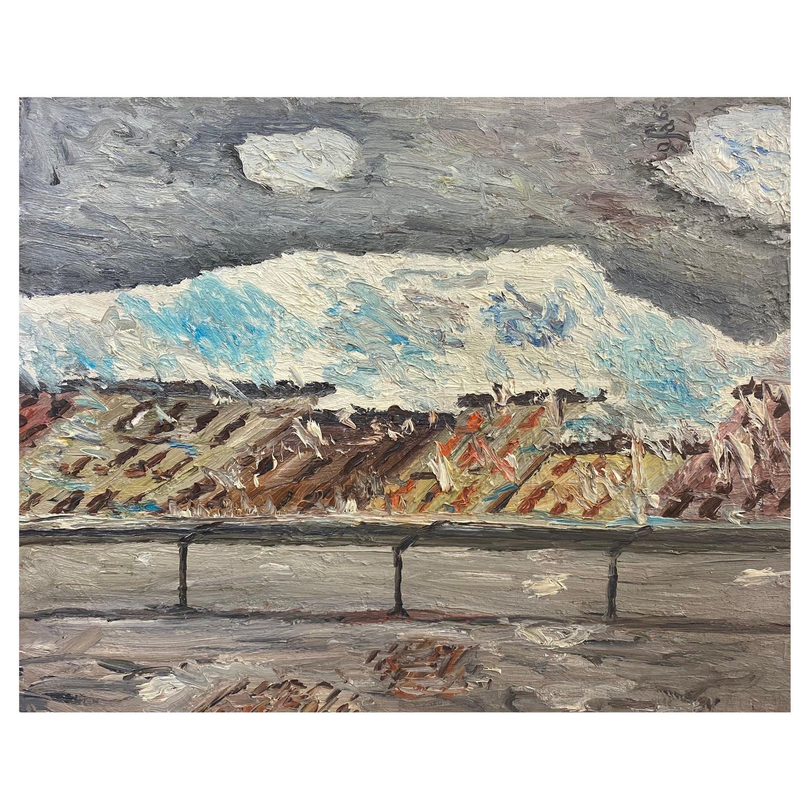 Unknownfernand Audet '1923 2016' French Impressionist Oil, Grey Mountianscirca 1950s