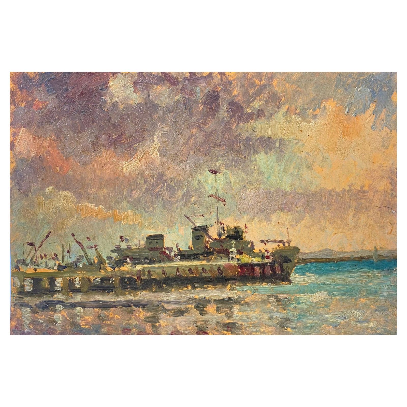 Unknownmaurice Mazeilie, French Impressionist Oil, Shipping Harbour20th Century
