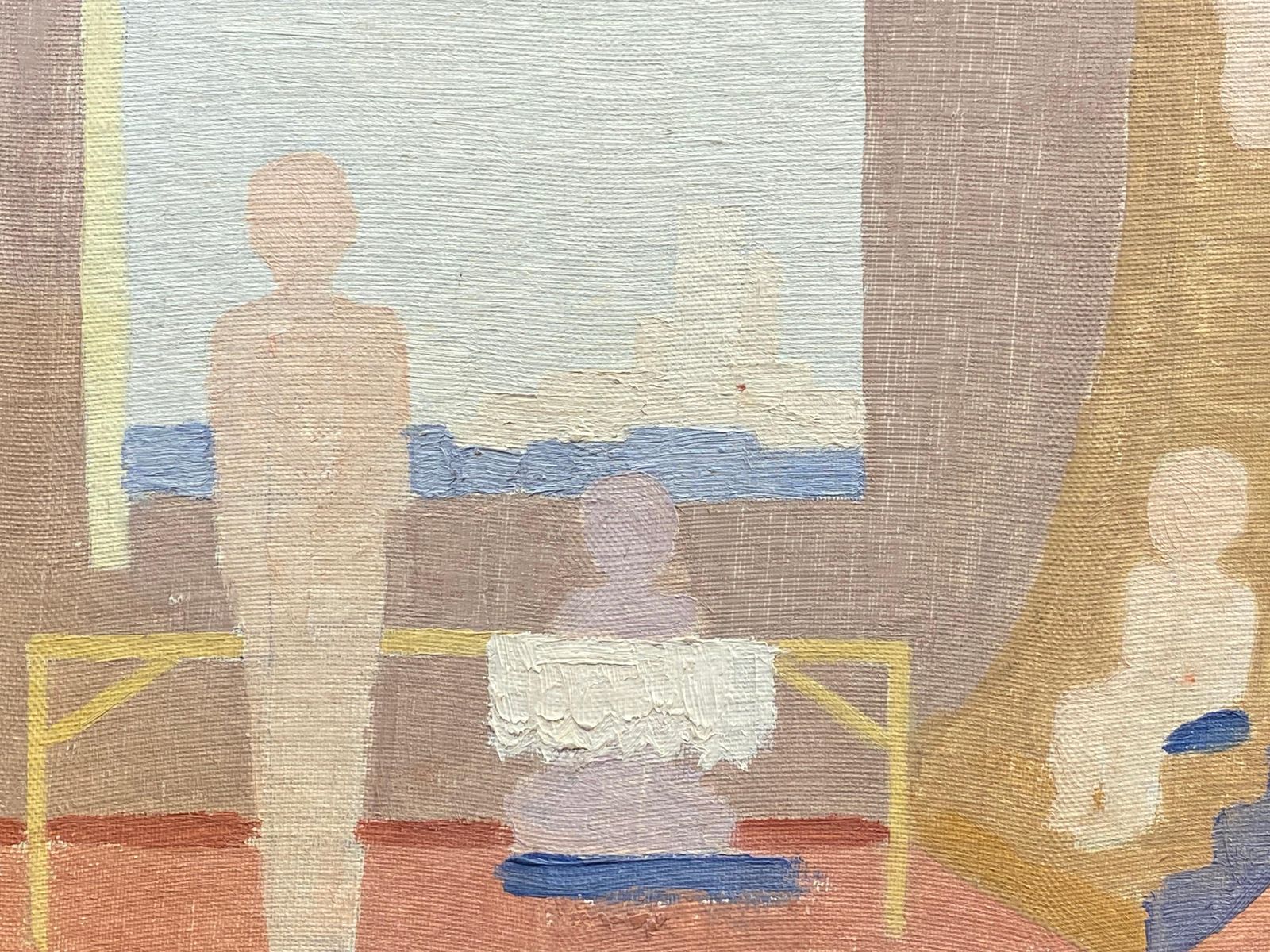 Unknowngenevieve Zondervan French Surrealist Oil Painting Interior Roomcirca 1960s photo furniture