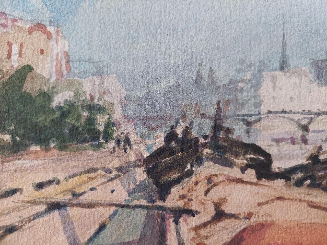 Maurice Mazeiliefrench Modernist Cubist Painting Parisian Panorama Of The Seine20th Century photo vinterior