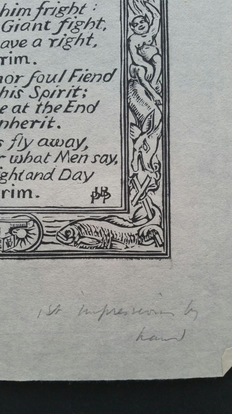 Unknownenglish Antique Woodcut Engraving, Inscribed, Of Bunyan Hymncirca 1920 1930 photo Art