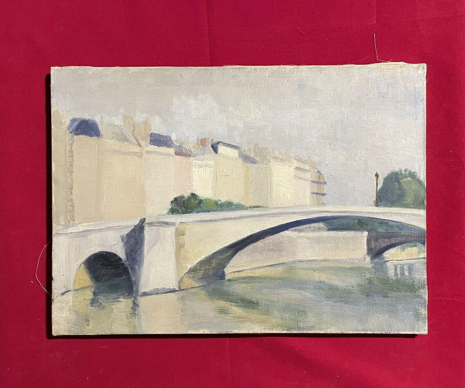Unknowngenevieve Zondervan French Oil, Parisian River Landscape & Bridgecirca 1990s photo furniture