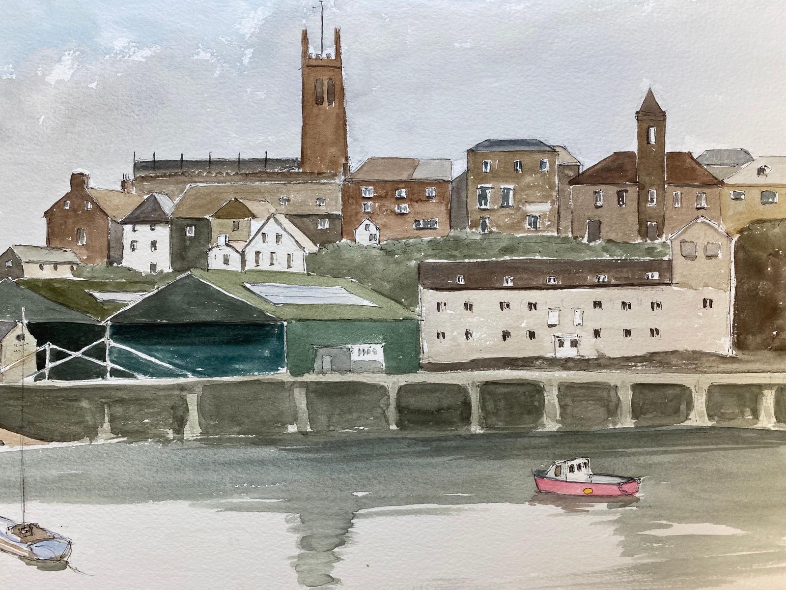 Unknownpenzance Cornwall Harbour   Signed Original British Watercolour Paintingcirca 1970s photo for sale