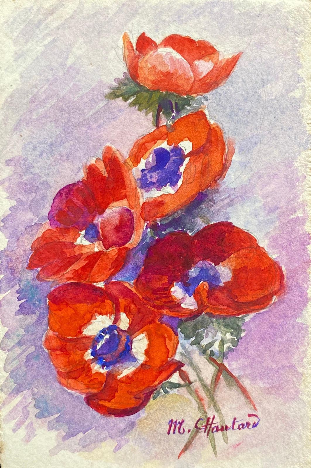Unknownearly 1900's French Impressionist Signed Flower Watercolour By Marie Carreaucirca 1900s photo furniture