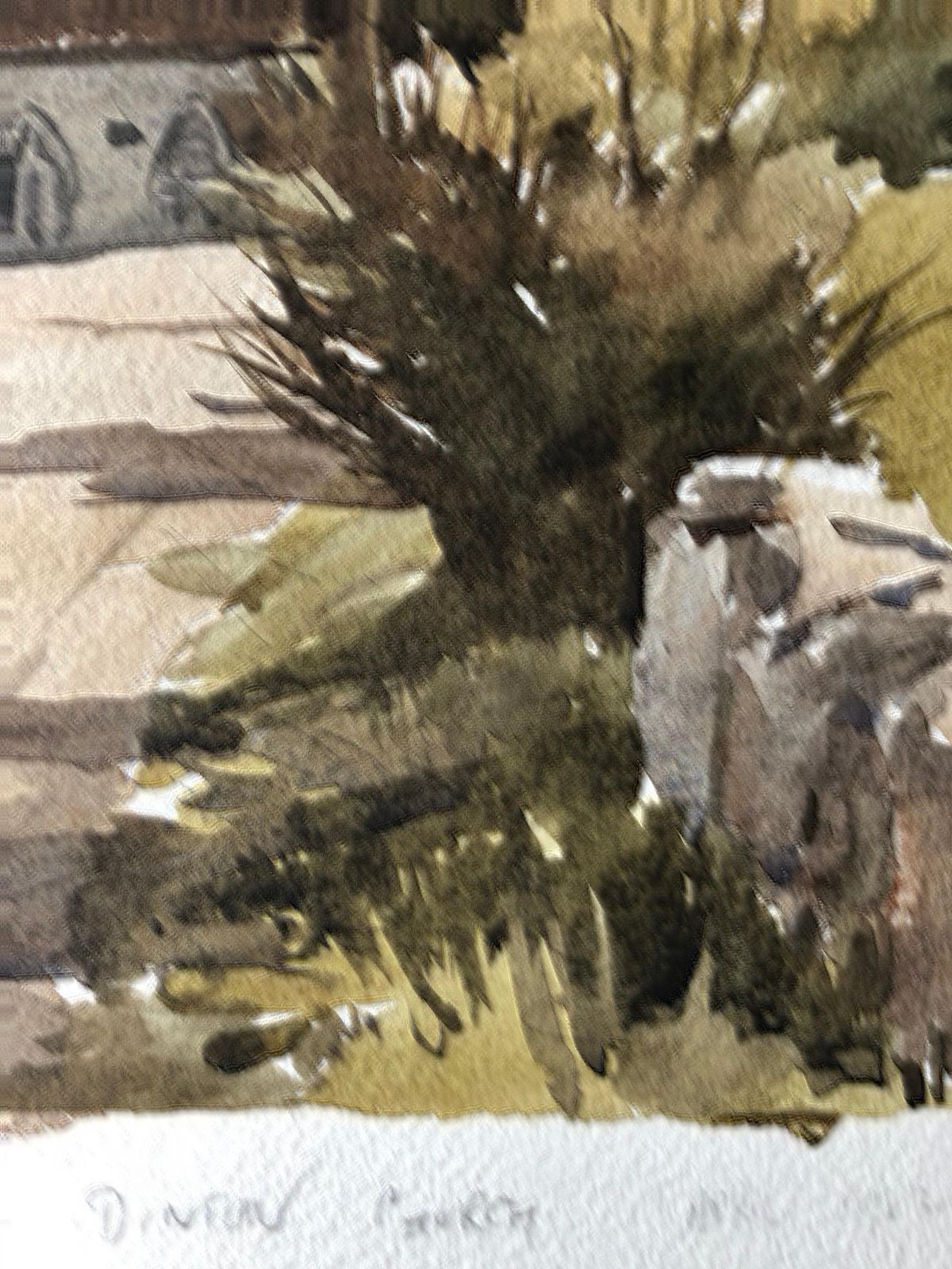 Unknowndinton Church, Original British Watercolour Paintingcirca 1982 photo furniture