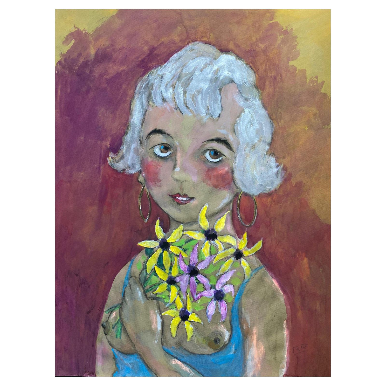 Unknown1960's French Portrait Flower Girl Caricaturecirca 1960s