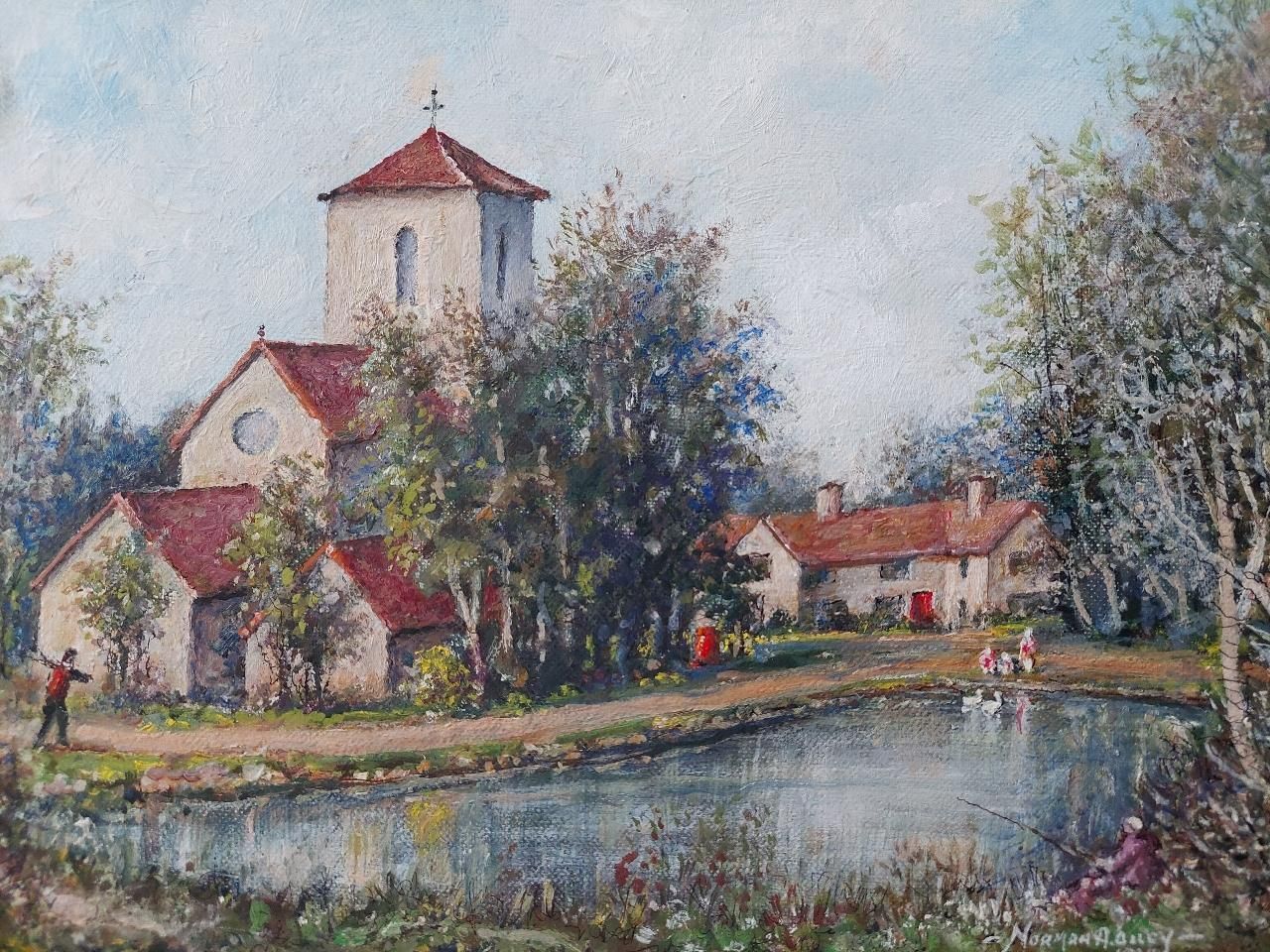 English  Schooltraditional English Painting Church At Weston Green, Thames Ditton, Surrey20th Century photo buy