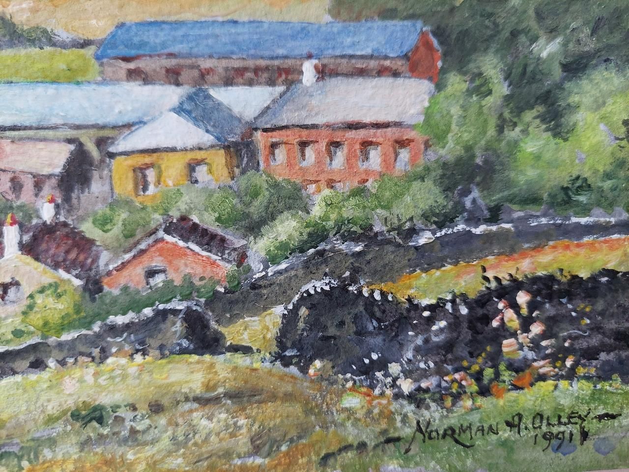 English  Schooltraditional English Painting Landscape At Goose Eye Farm Braithwaite Yorkshire20th Century photo for sale