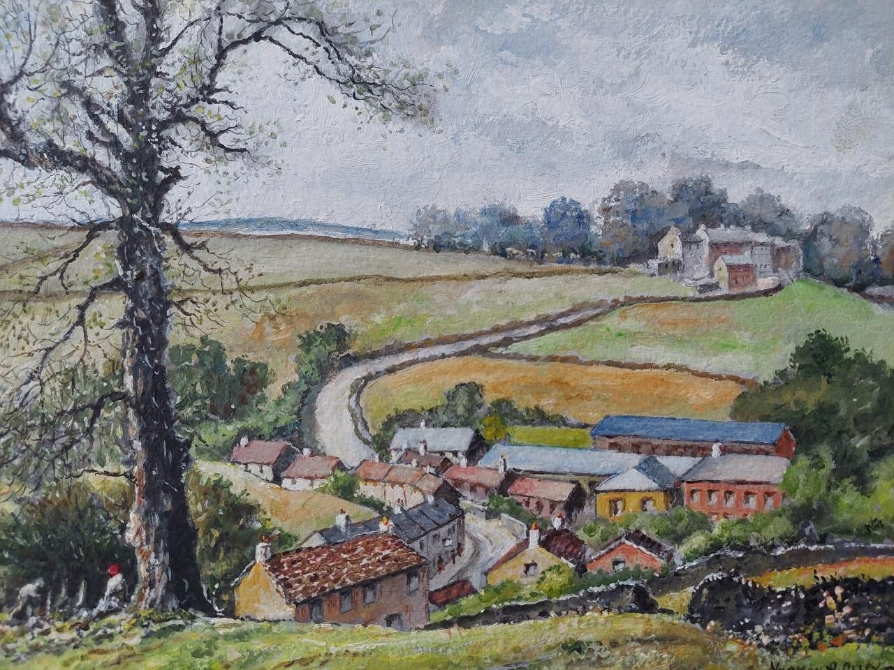 English  Schooltraditional English Painting Landscape At Goose Eye Farm Braithwaite Yorkshire20th Century photo Art
