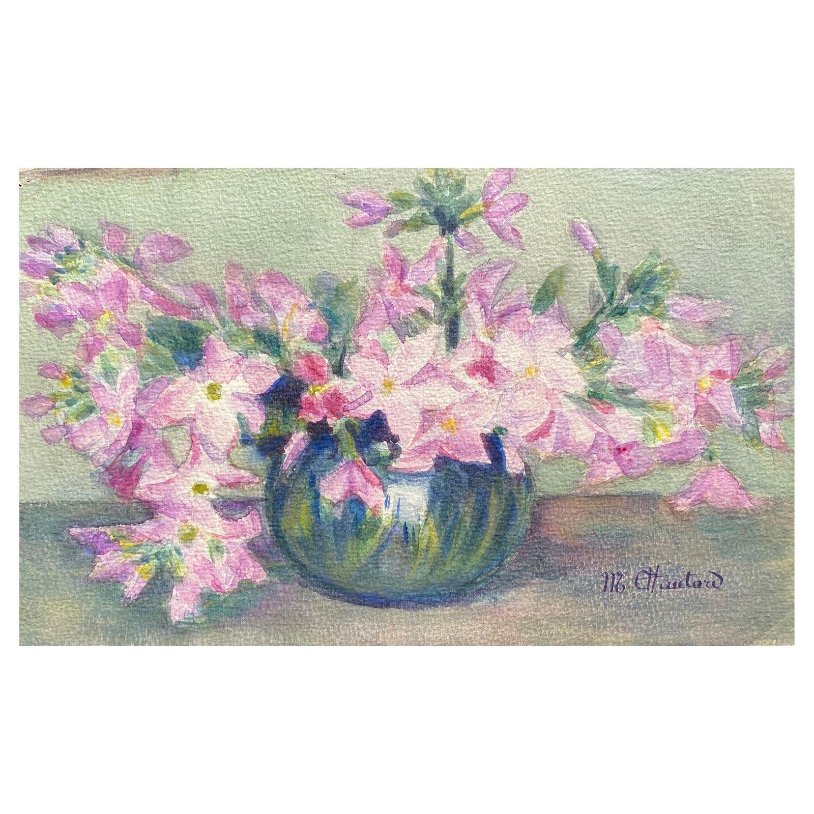 Unknownearly 1900's French Impressionist Signed Flower Watercolour By Marie Carreaucirca 1900s
