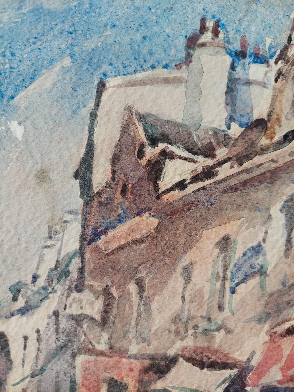 Maurice Mazeiliefrench Modernist Cubist Painting Double Sided, Town And Coast20th Century photo buy