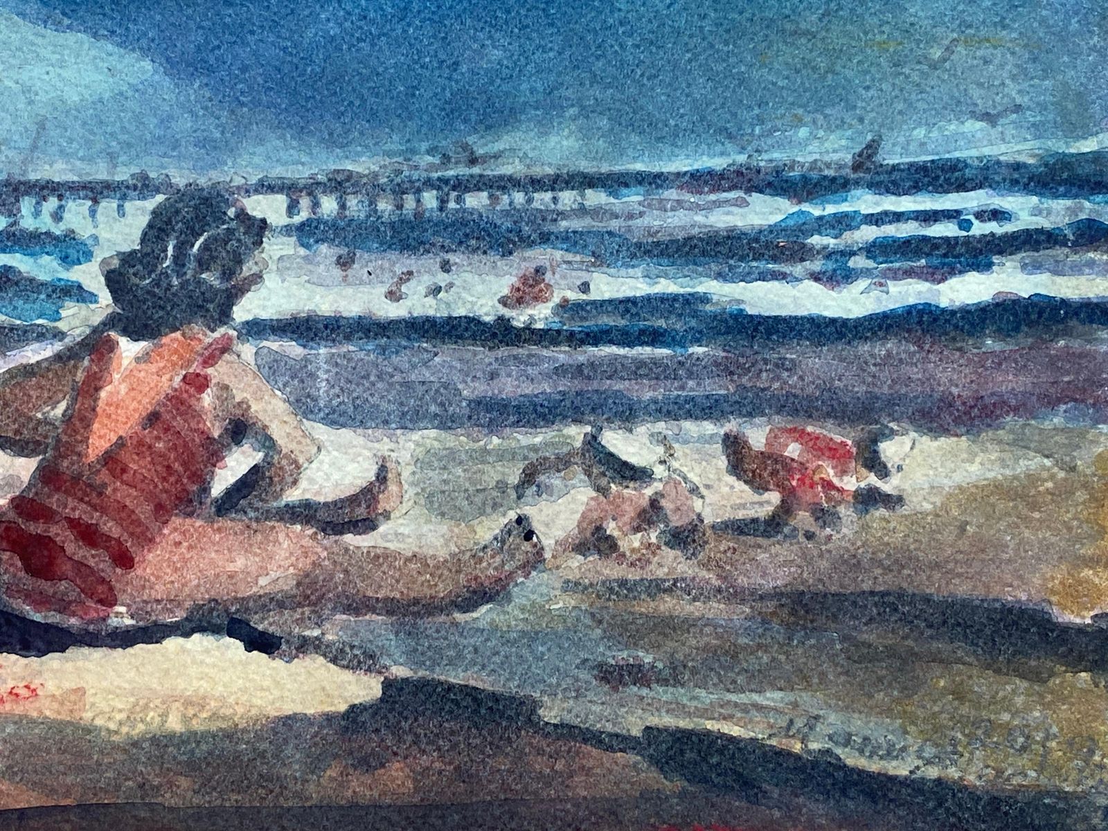 Unknownmaurice Mazeilie, French Impressionist Signed Watercolour, Lady On The Beach20th Century photo furniture