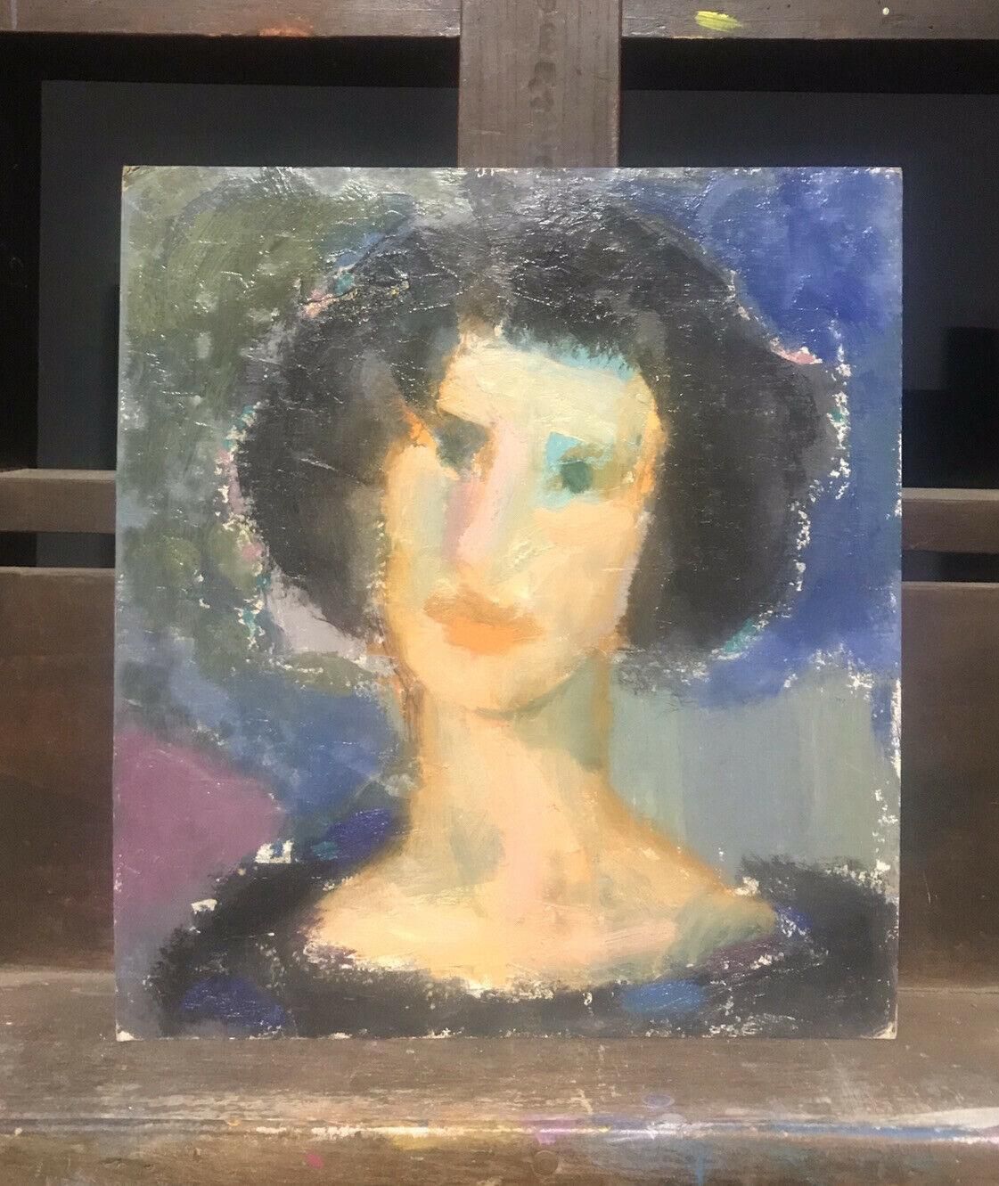 Akos Biroakos Biro French Expressionist Oil, Portrait Of Womancirca 1950s photo furniture