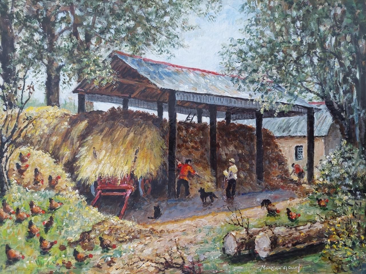English  Schooltraditional English Painting Cornish Haybarn On Farm Near Launceston, Cornwall20th Century photo for sale