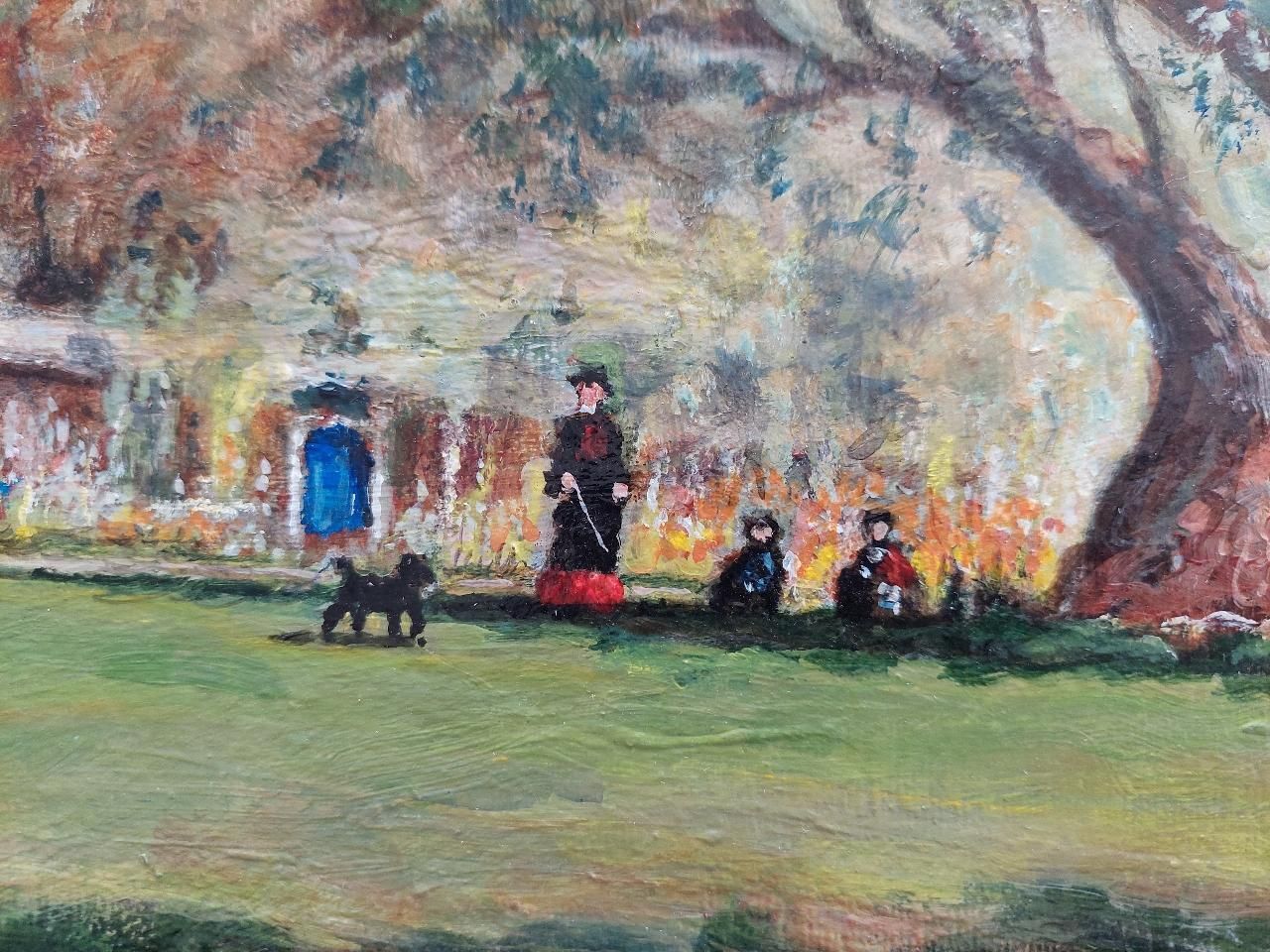 English  Schooltraditional English Painting Rochester Castle In Kent, View From Vicarage Garden20th Century photo Art