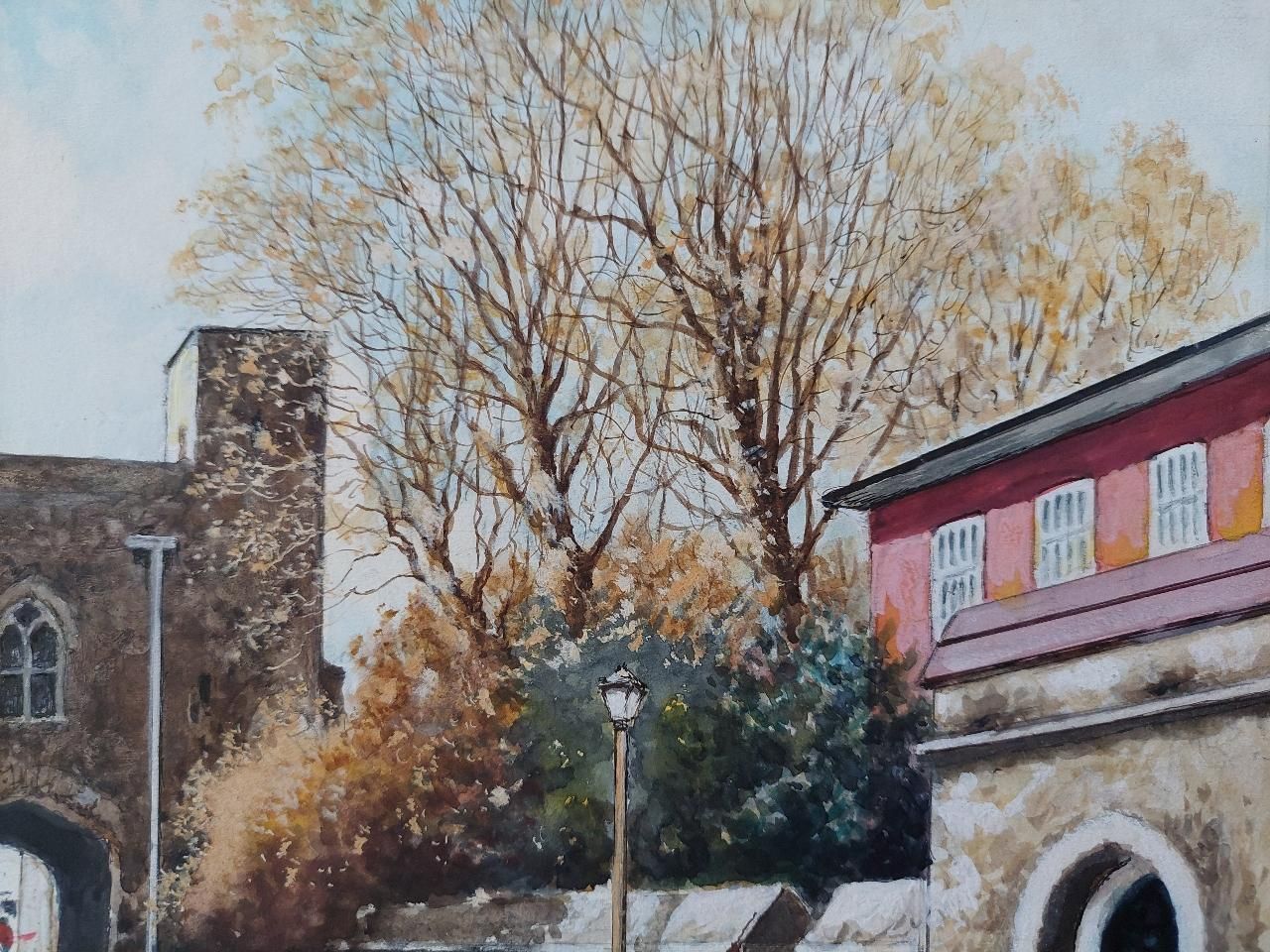 English  Schooltraditional English Painting Rochester Cathedral Priory Gate, Kent England20th Century photo Art