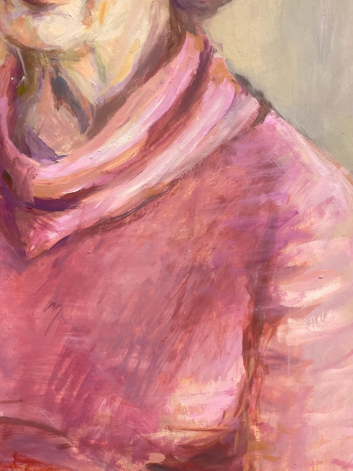 Unknown1960's British Original Oil Painting, Portrait Of A Lady In Pinkcirca 1960s photo 765.0