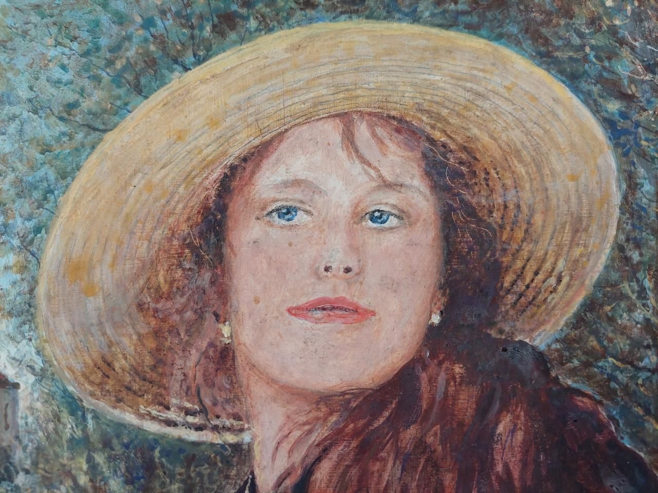 English  Schooltraditional English Painting Portrait Of Girl With Auburn Hair In Surrey England20th Century photo vinterior