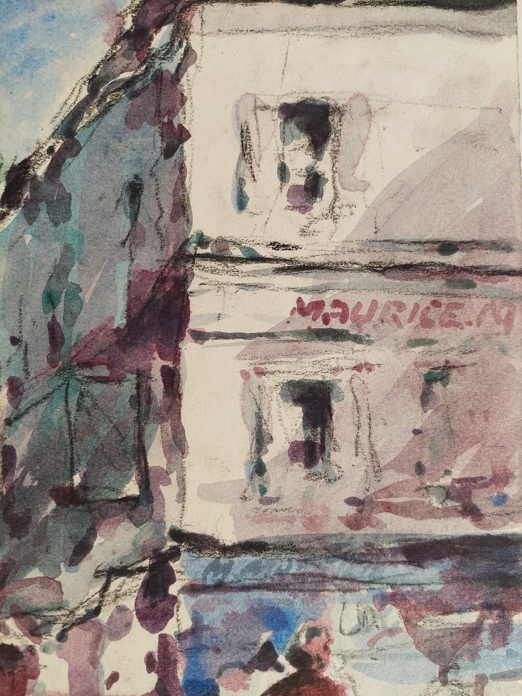 Maurice Mazeiliefrench, Modernist Cubist Painting Figures In A Parisian Street20th Century photo 301.0