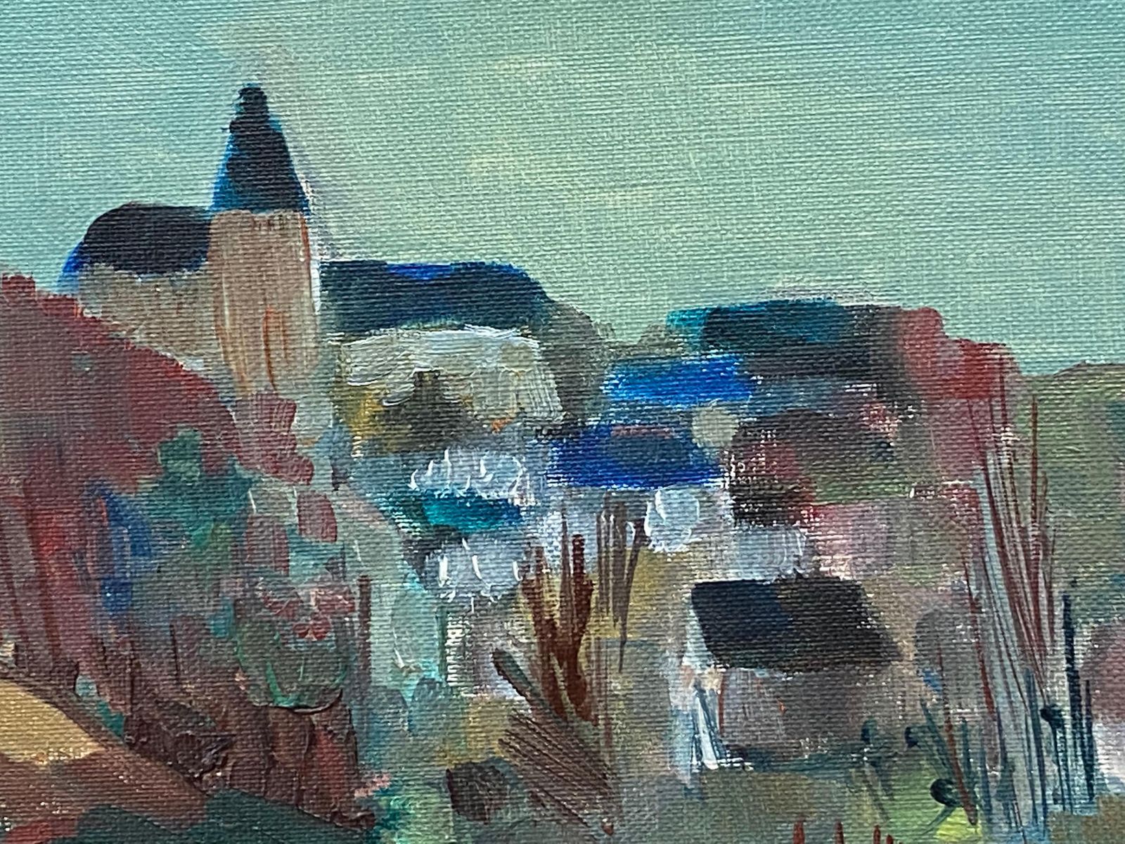 Unknown1950's French Modernist/Cubist Painting Signed, French Landscape20th Century photo furniture