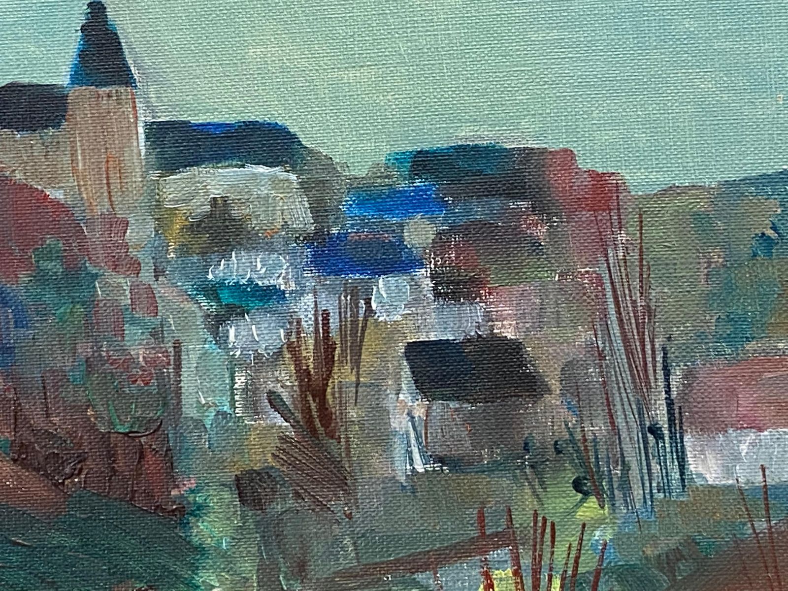 Unknown1950's French Modernist/Cubist Painting Signed, French Landscape20th Century photo 770.0