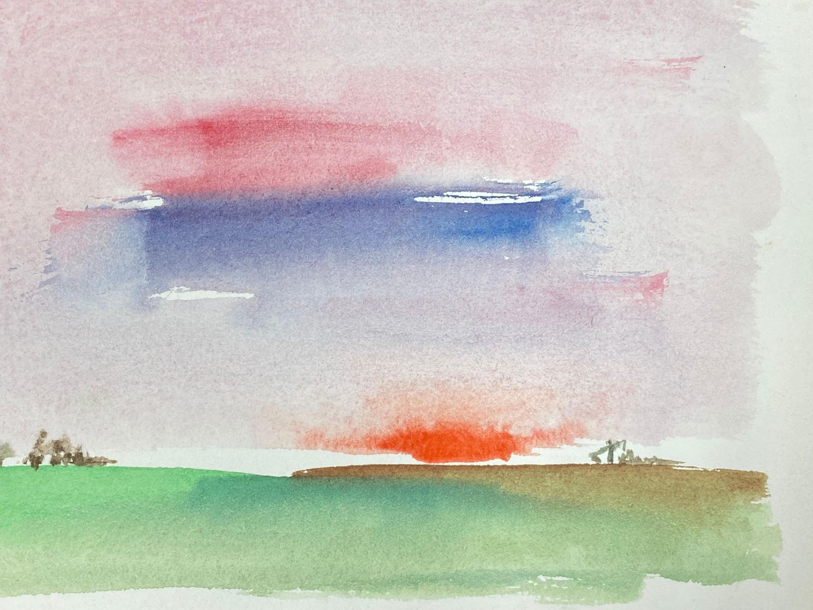 Akos Birocolourful Abstract Sunset Sky, French Expressionist Original Paintingcirca 1980s photo furniture