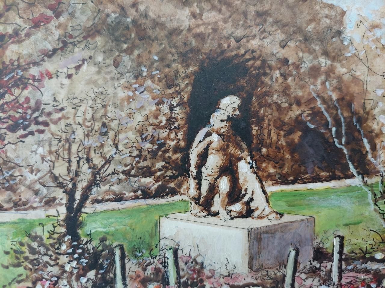English  Schooltraditional English Painting Statue Of Mary And Christ, Rochester, Kent20th Century photo vinterior
