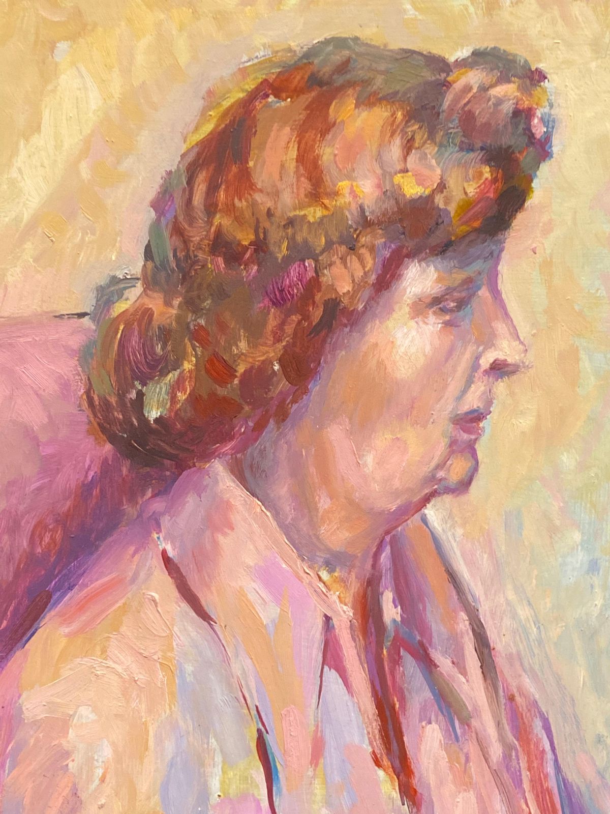 Unknown1960's British Original Oil Painting, Side Portrait Of A Womancirca 1960s photo furniture