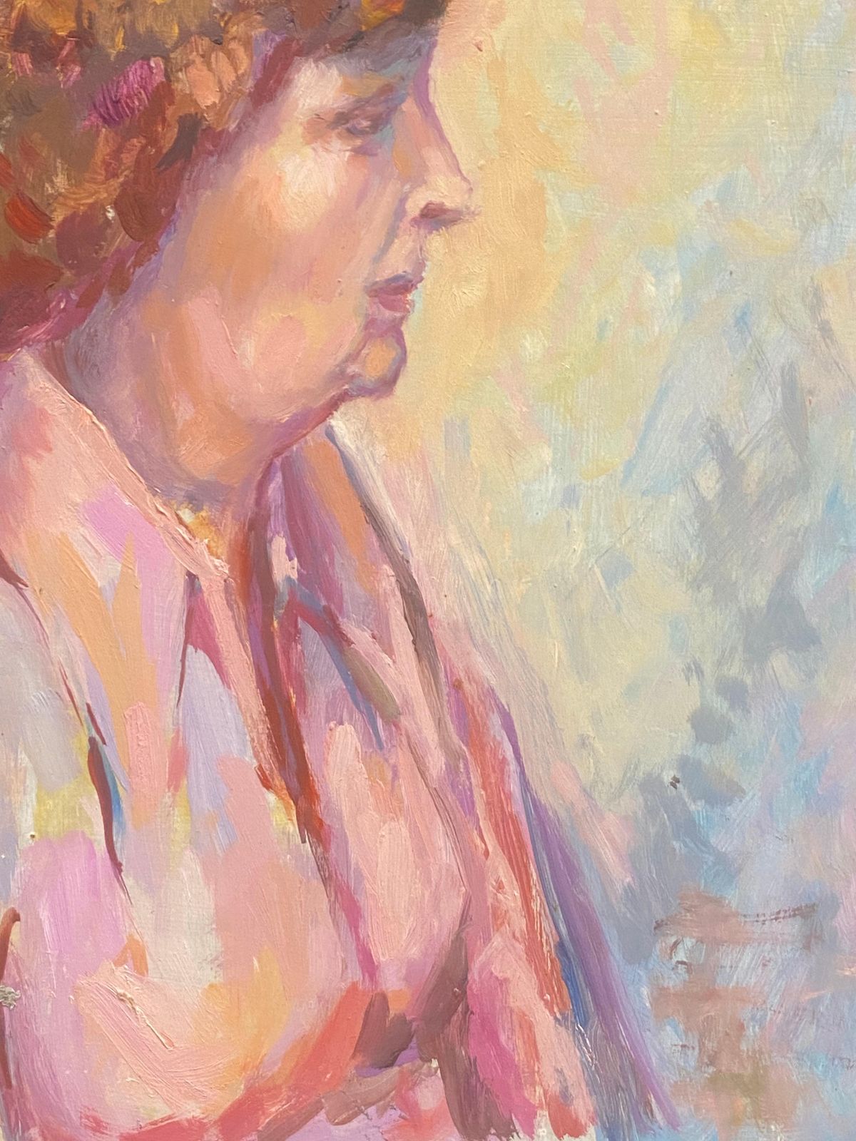 Unknown1960's British Original Oil Painting, Side Portrait Of A Womancirca 1960s photo Art