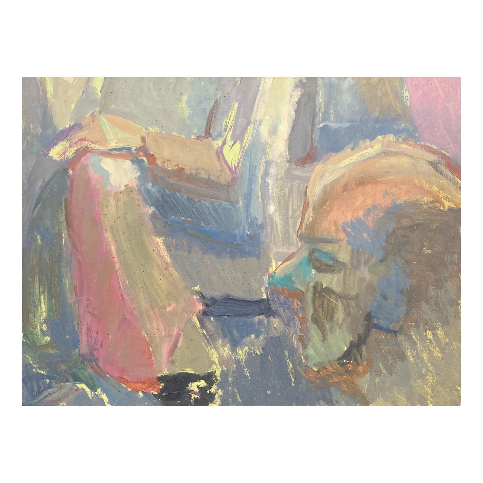 Unknownlarge 1960's British Portrait Of Abstract Male Figure Original Oil Paintingcirca 1960s