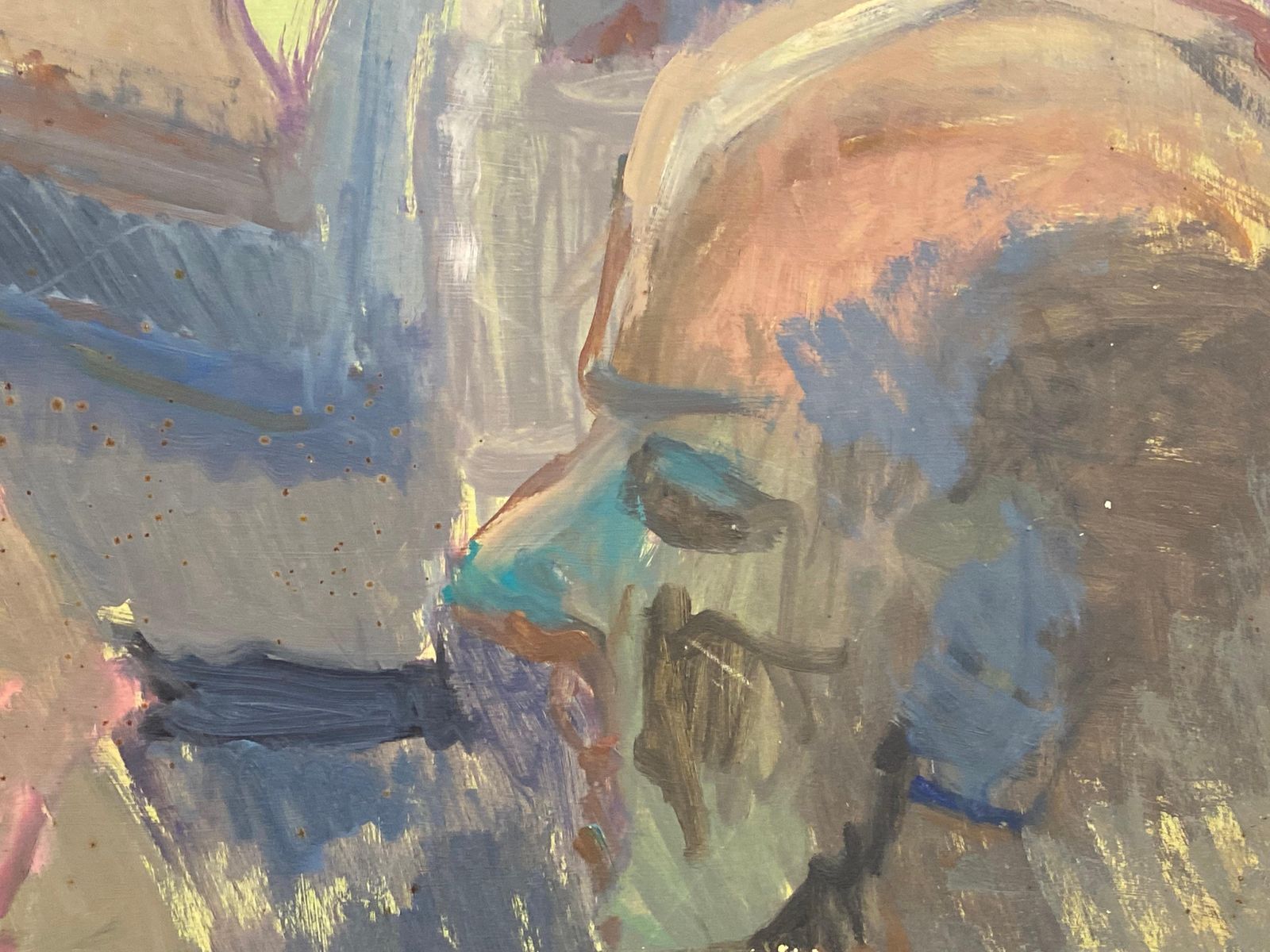 Unknownlarge 1960's British Portrait Of Abstract Male Figure Original Oil Paintingcirca 1960s photo for sale
