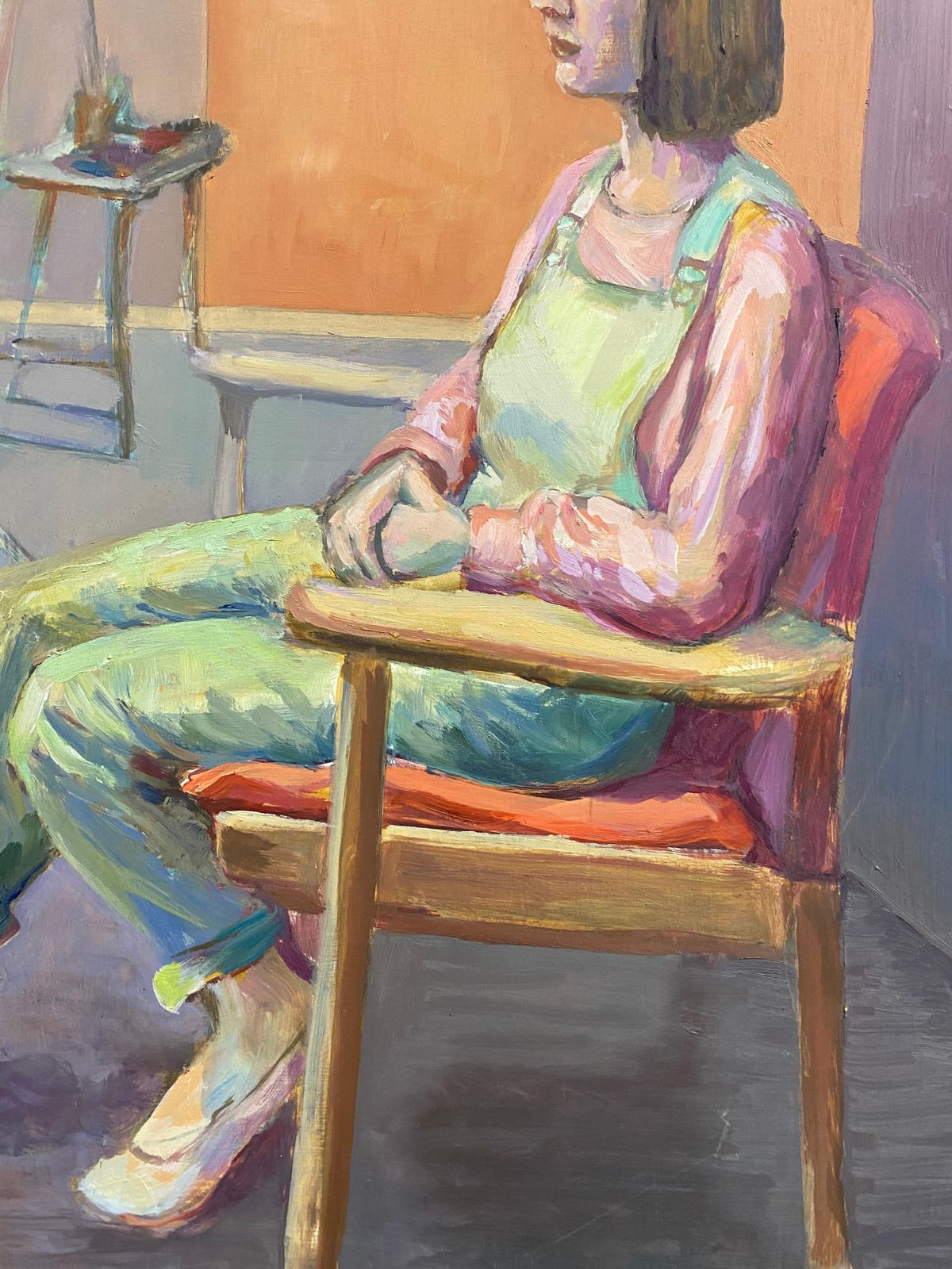Unknownlarge 1960's British Original Oil Painting, Female Artistcirca 1960s photo vinterior