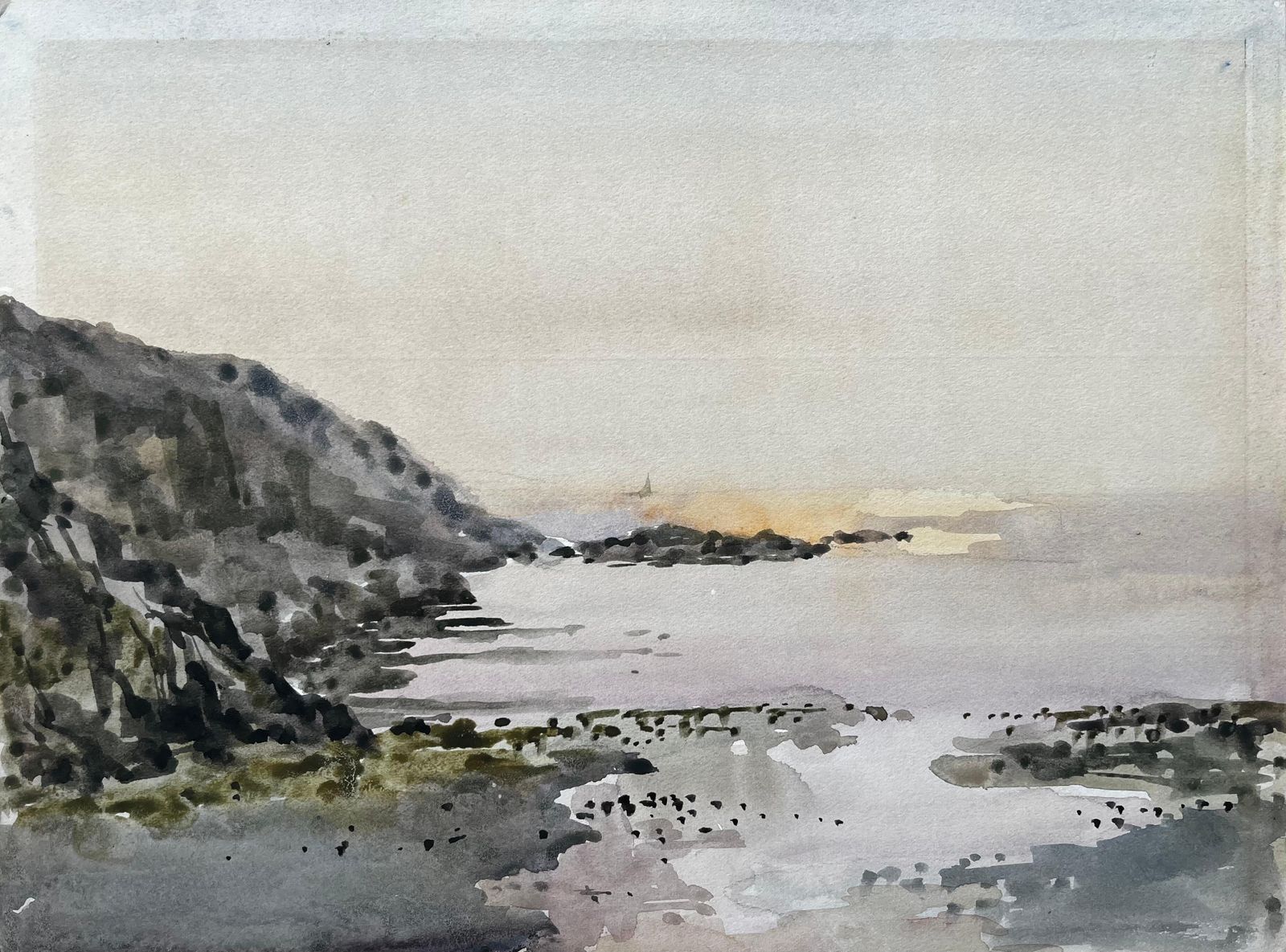 Anthony Herbertevening Coastal View Near Nefyn North Wales 1976 Watercolour Seascape1976
