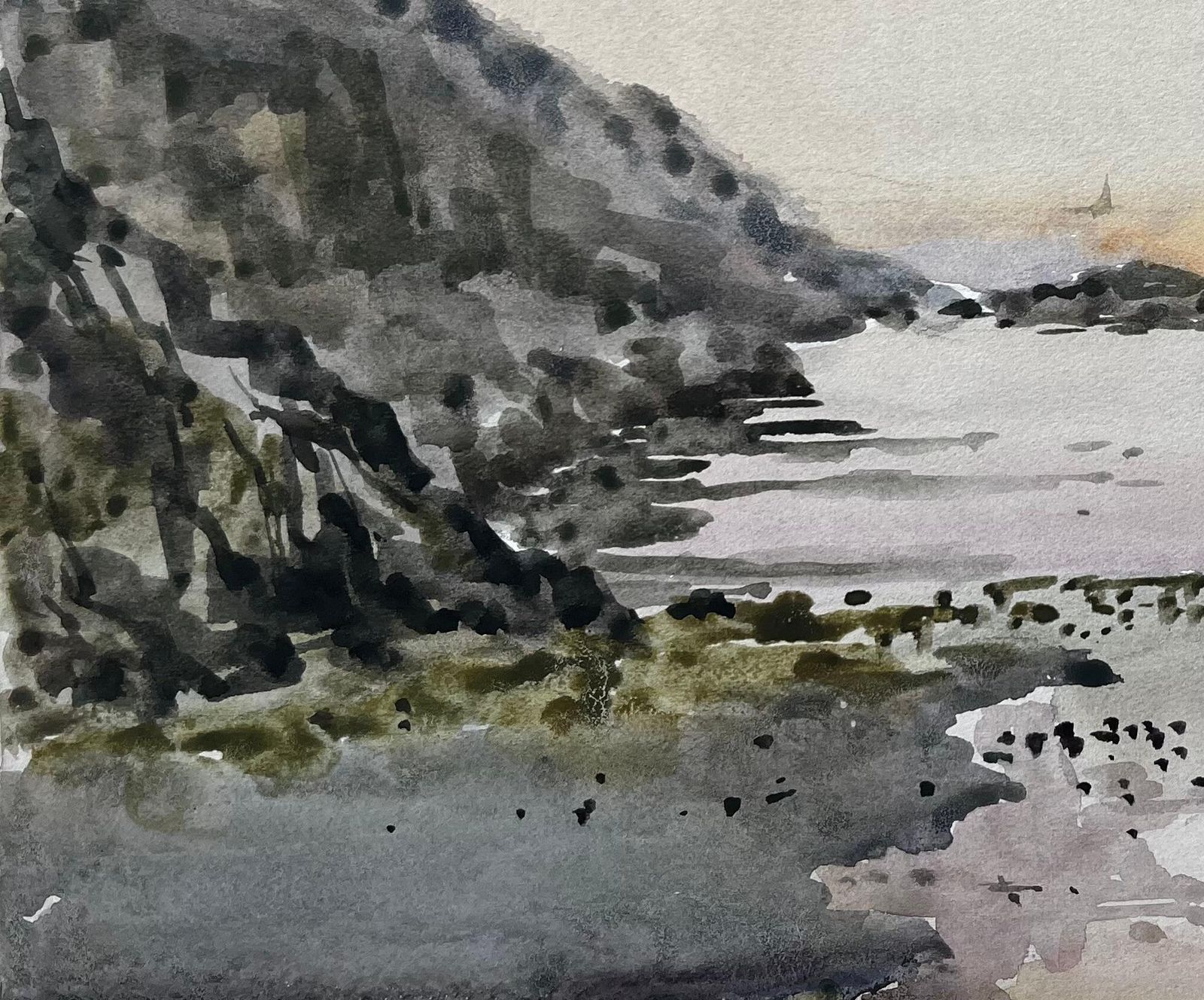 Anthony Herbertevening Coastal View Near Nefyn North Wales 1976 Watercolour Seascape1976 photo for sale