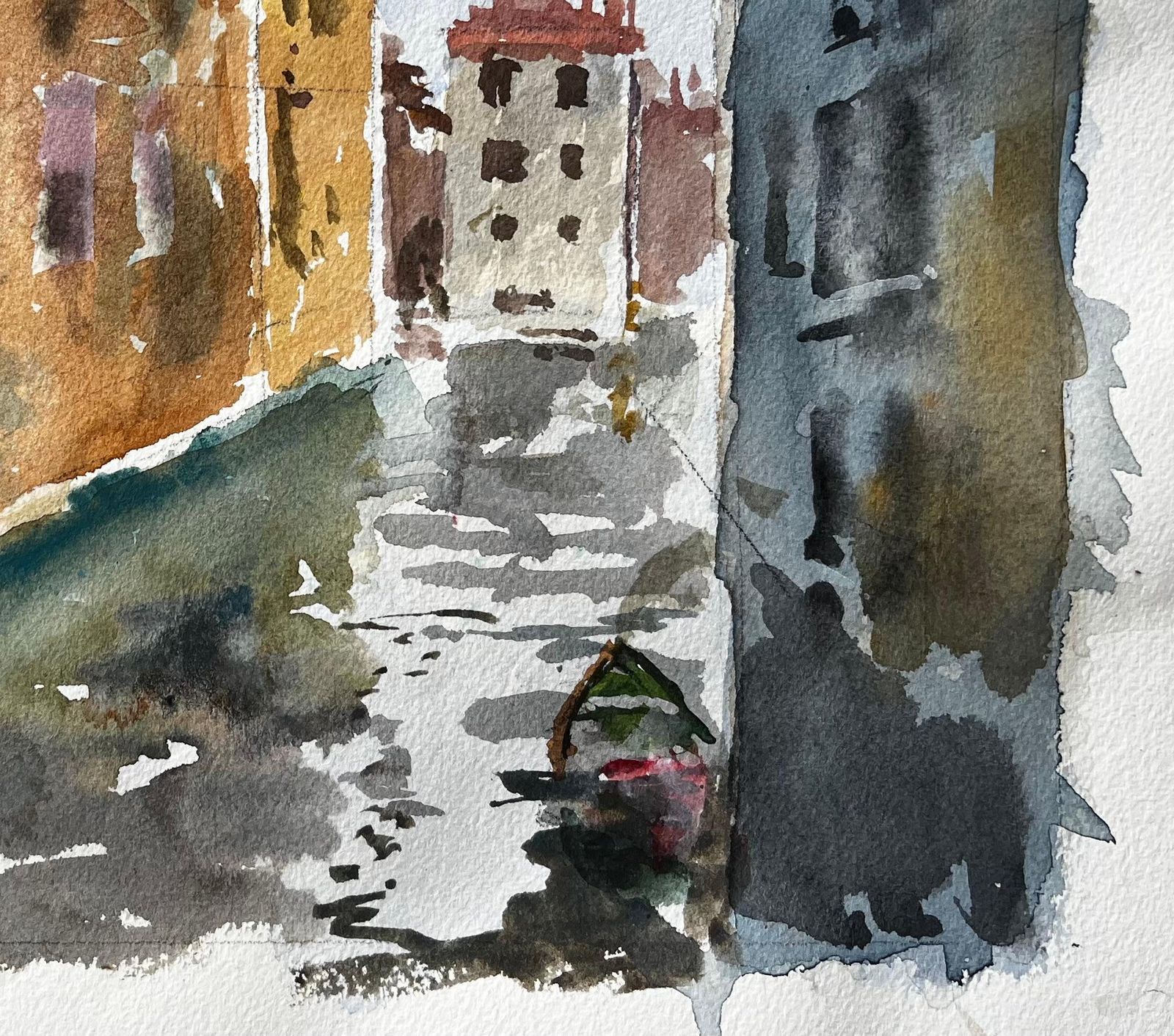 Anthony Herbertvenice Canal Scene With Gondola And Reflections Original Watercolour Painting photo Art