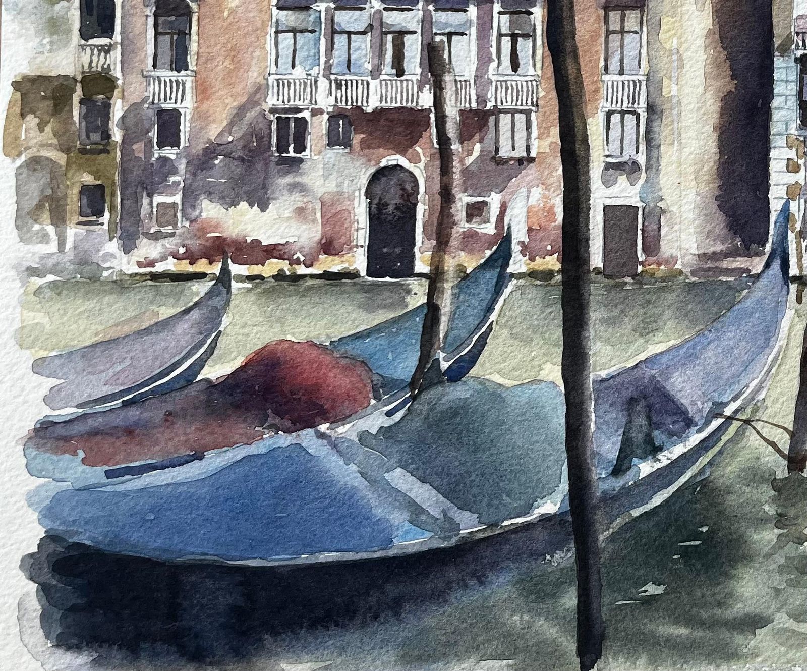 Anthony Herbertvenice Grand Canal Gondolas And Palazzos Original Watercolour Painting photo Art