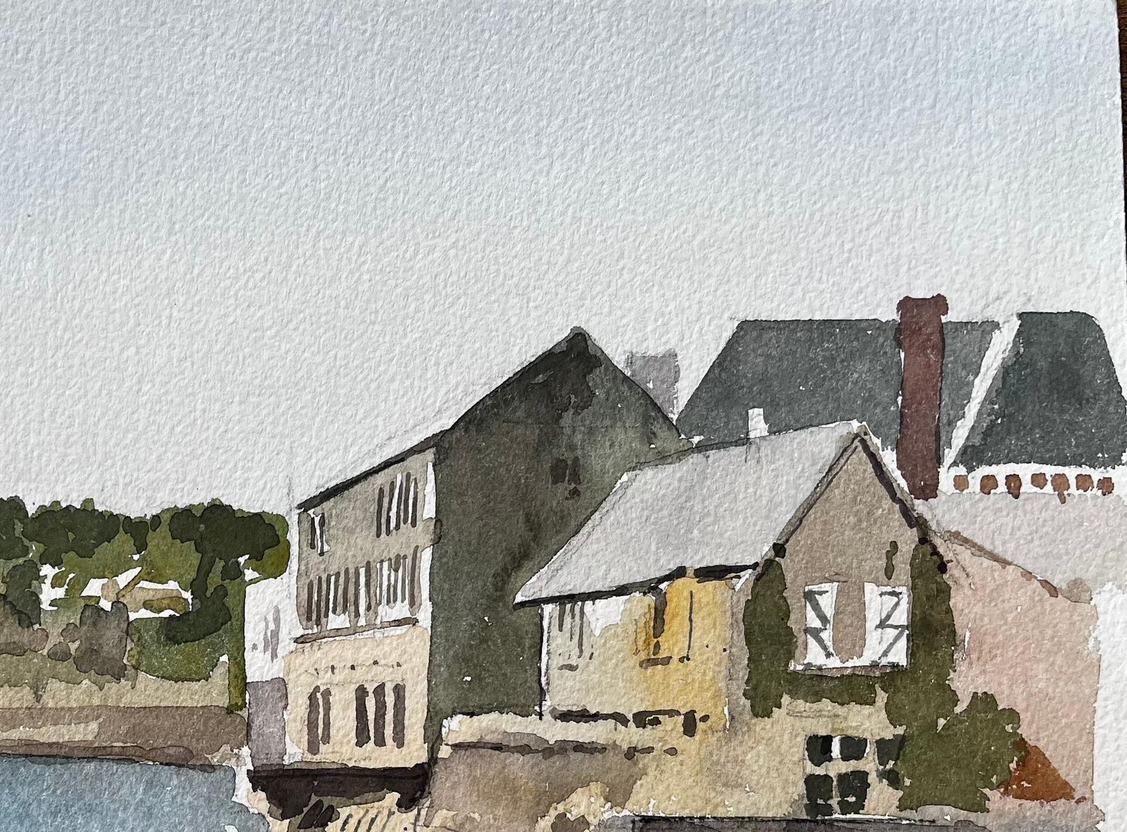 Anthony Herbertcoastal Harbour View With Sailboats And Stone Buildings Cornwall 19881988 photo Art