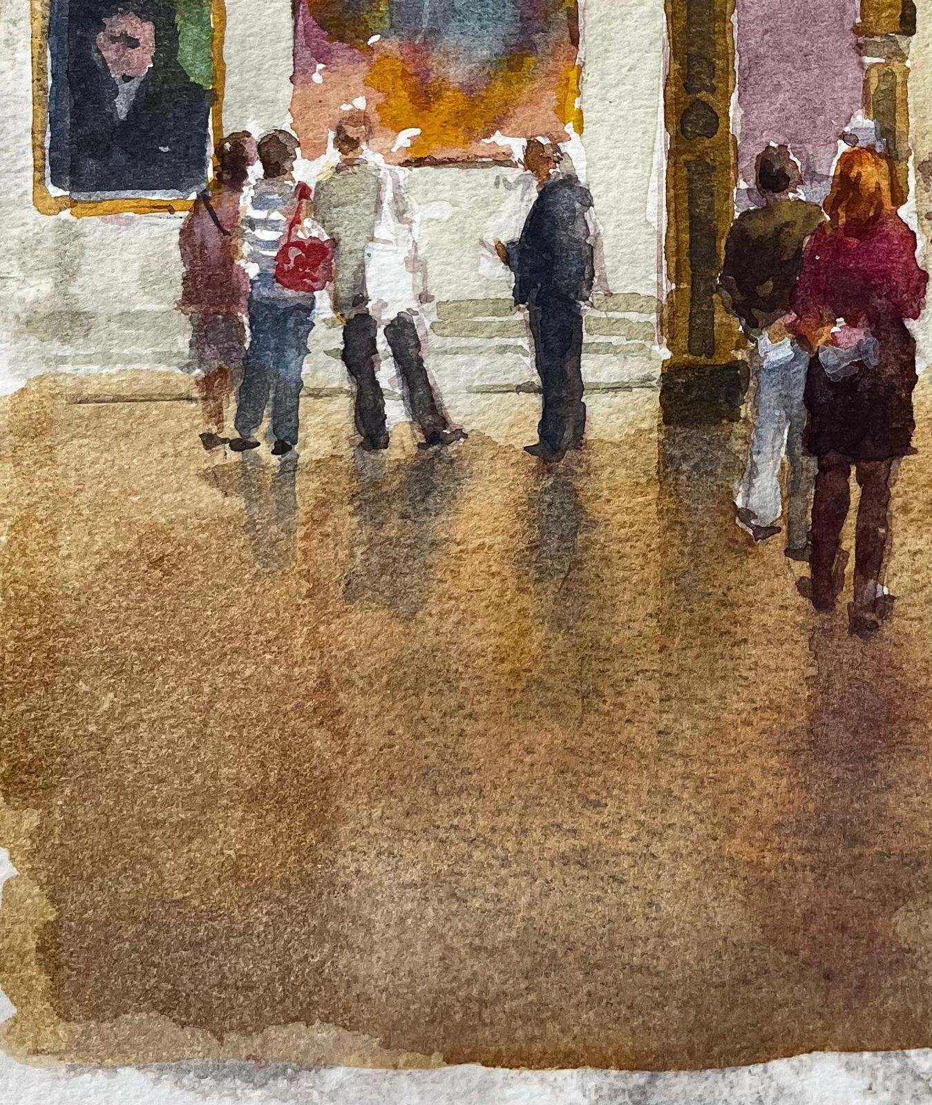 Anthony Herbertvisitors At A Grand Gallery Archway With Framed Paintings And Ornate Interiors photo Art
