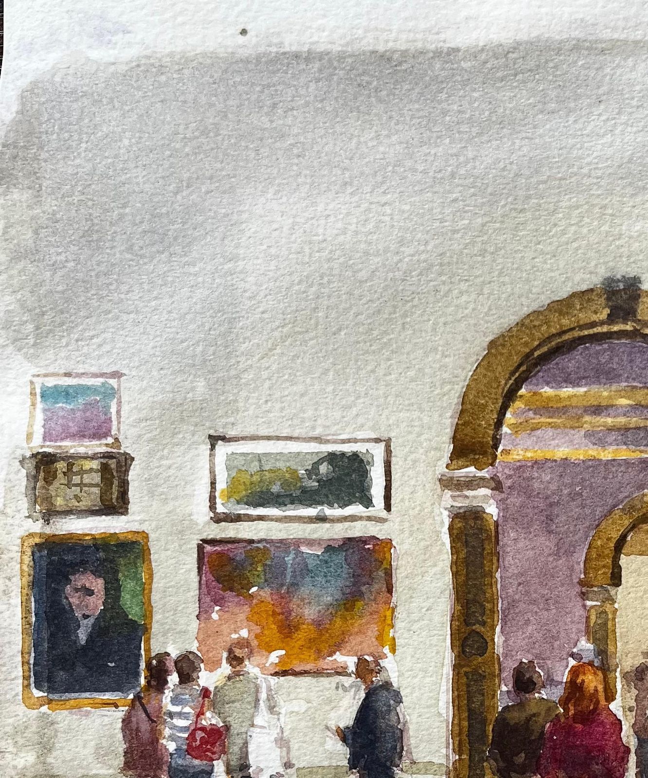 Anthony Herbertvisitors At A Grand Gallery Archway With Framed Paintings And Ornate Interiors photo 505.0