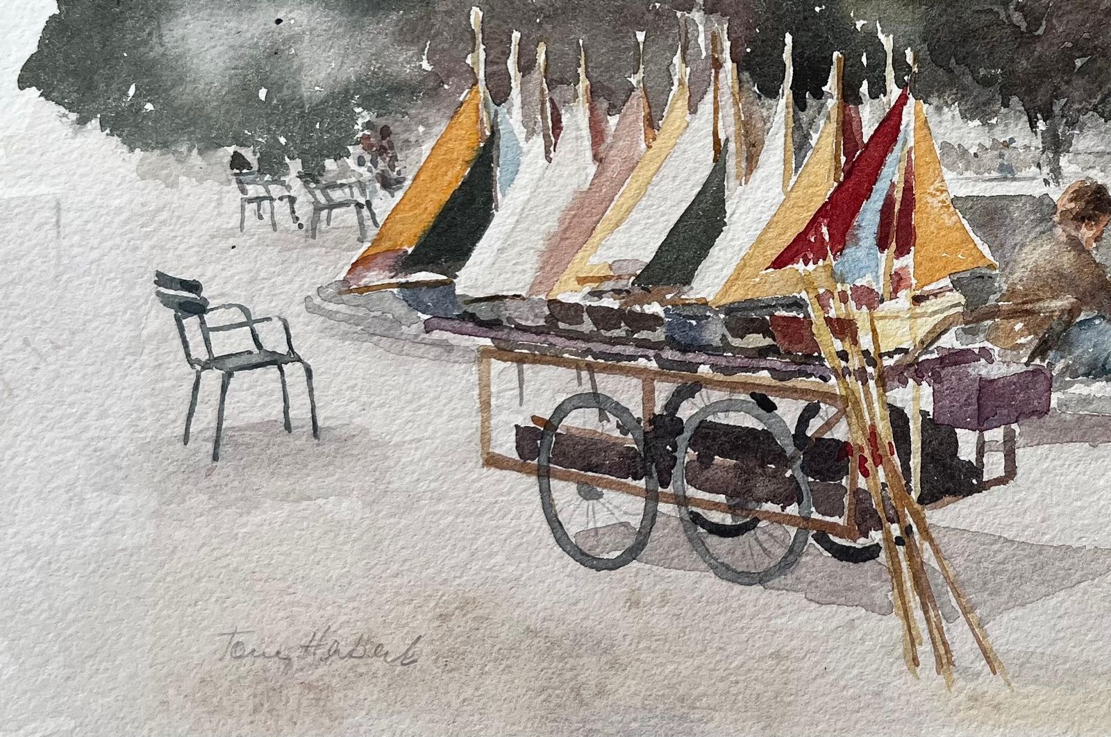 Anthony Herbertsailing Boats At The Jardin Du Luxembourg Paris With Figures By The Pond photo for sale