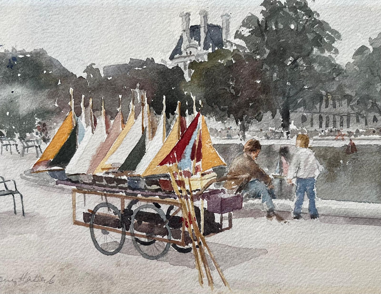 Anthony Herbertsailing Boats At The Jardin Du Luxembourg Paris With Figures By The Pond photo buy