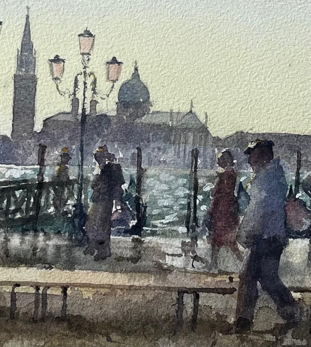 Anthony Herbertvenice Waterfront Painting With Gondolas And Lampposts Original Watercolour photo buy