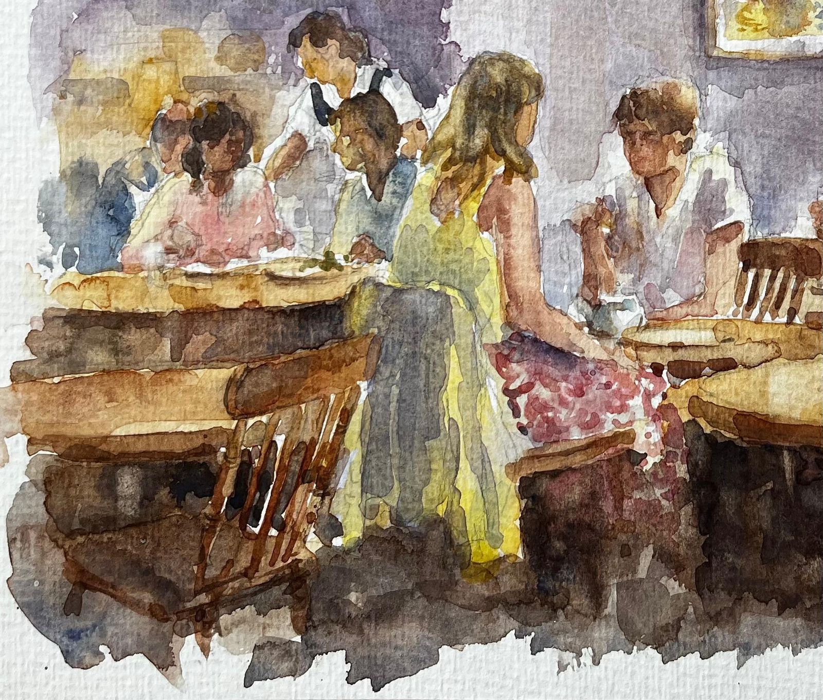 Anthony Herbertpeople Dining In Cosy Café With Beamed Ceiling And Warm Purple Wall Interior photo Art