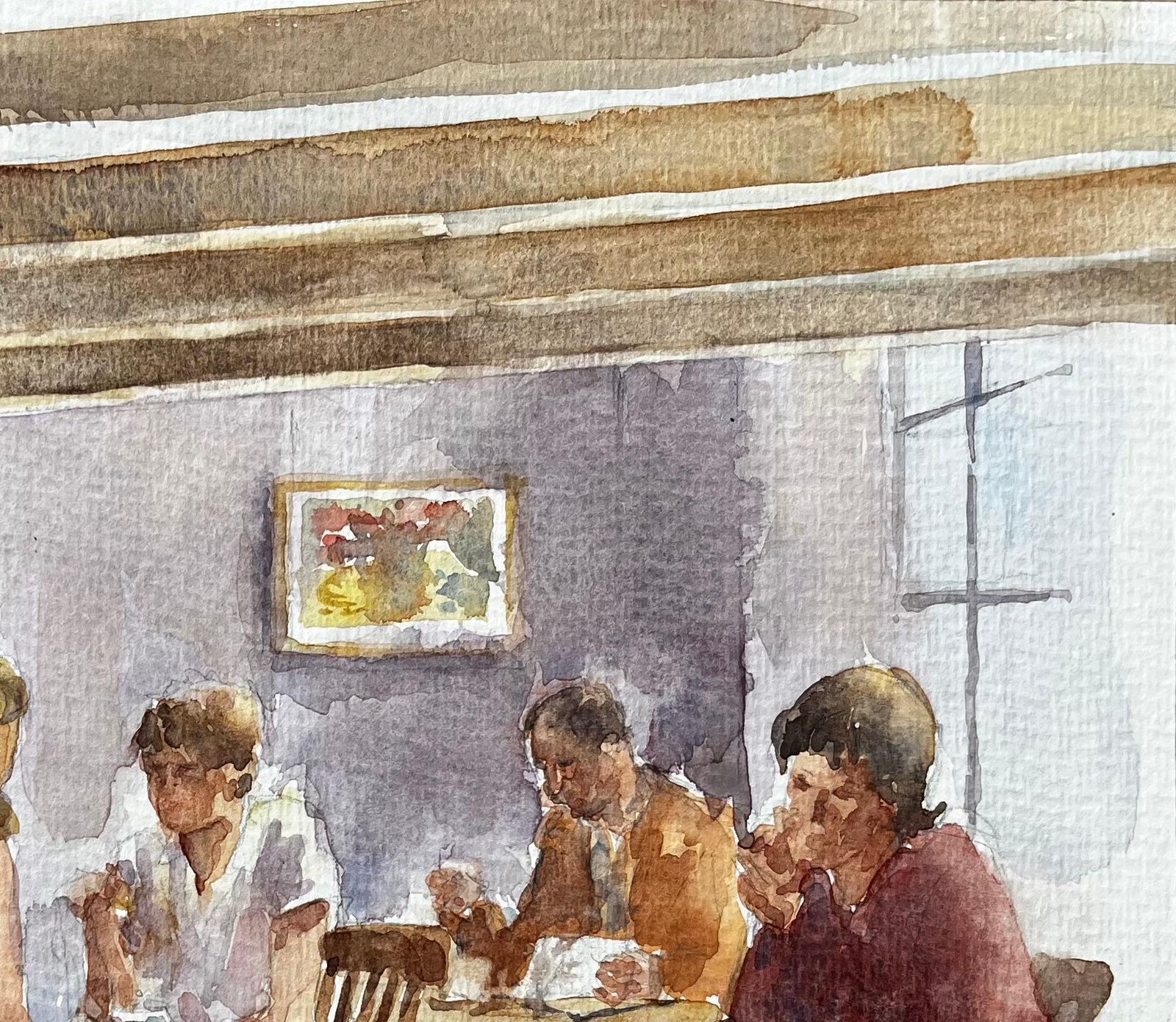 Anthony Herbertpeople Dining In Cosy Café With Beamed Ceiling And Warm Purple Wall Interior photo 393.0
